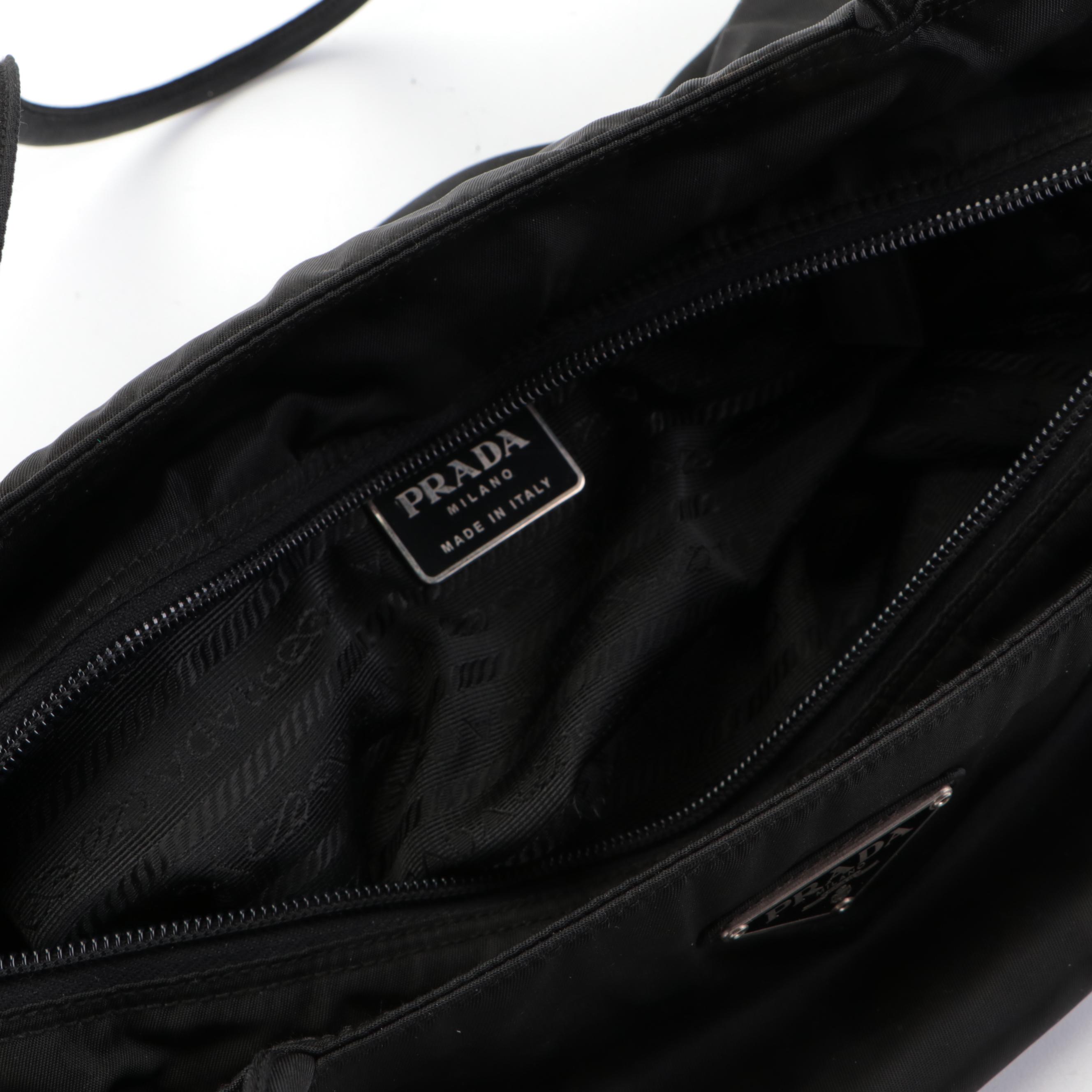 Prada Zippered Tote Bag in Black Tessuto Nylon