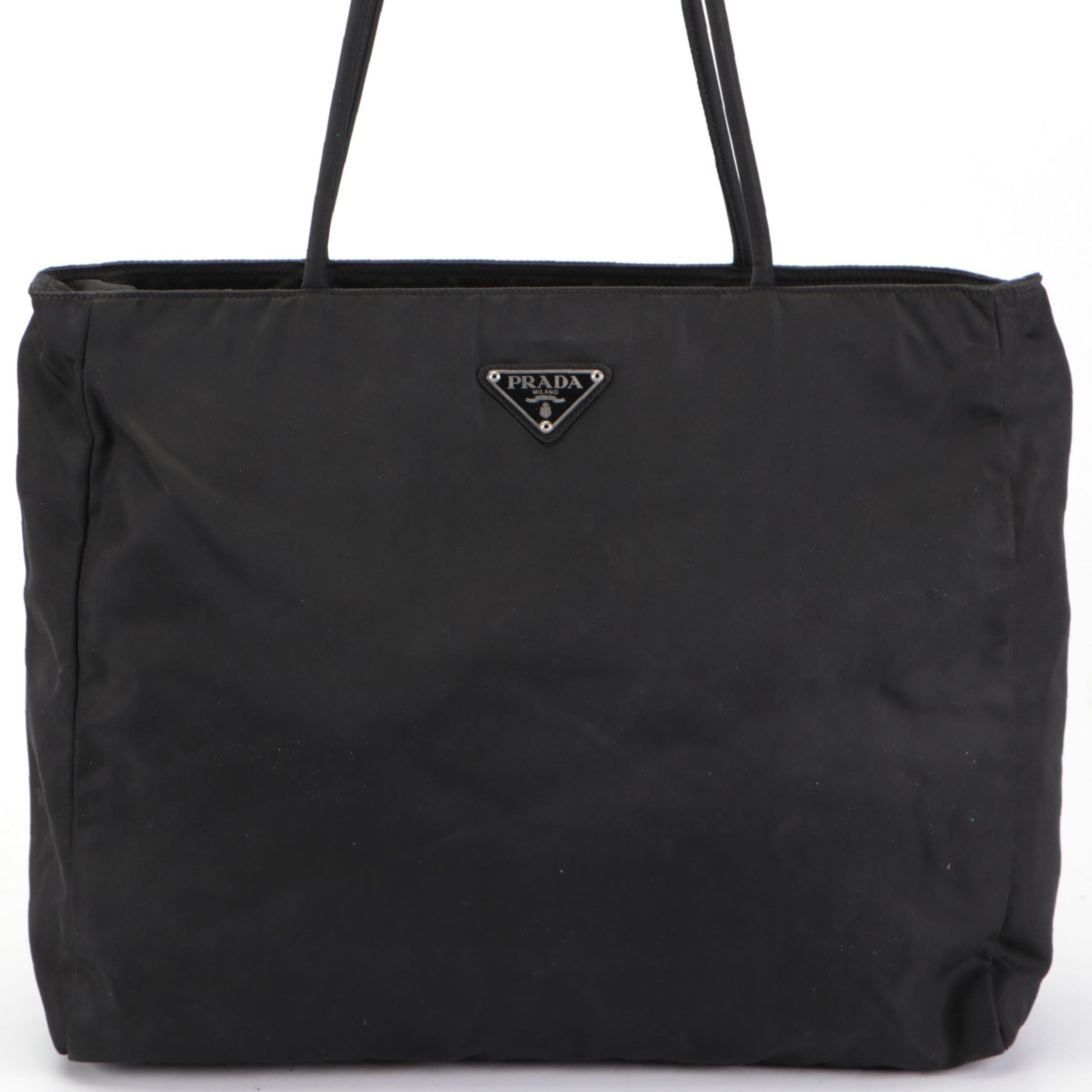 Prada Zippered Tote Bag in Black Tessuto Nylon