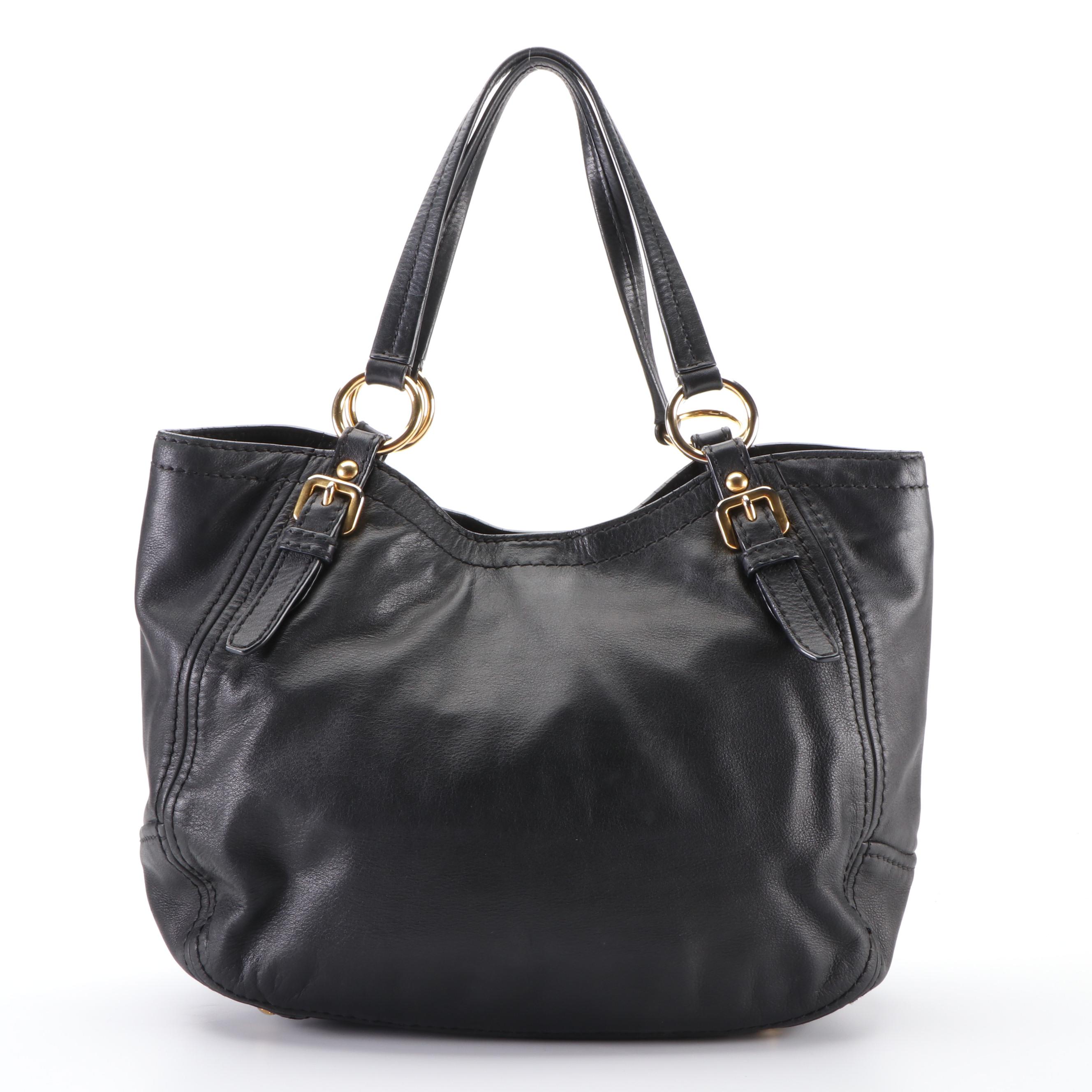 Prada Hobo Tote Bag in Black Leather