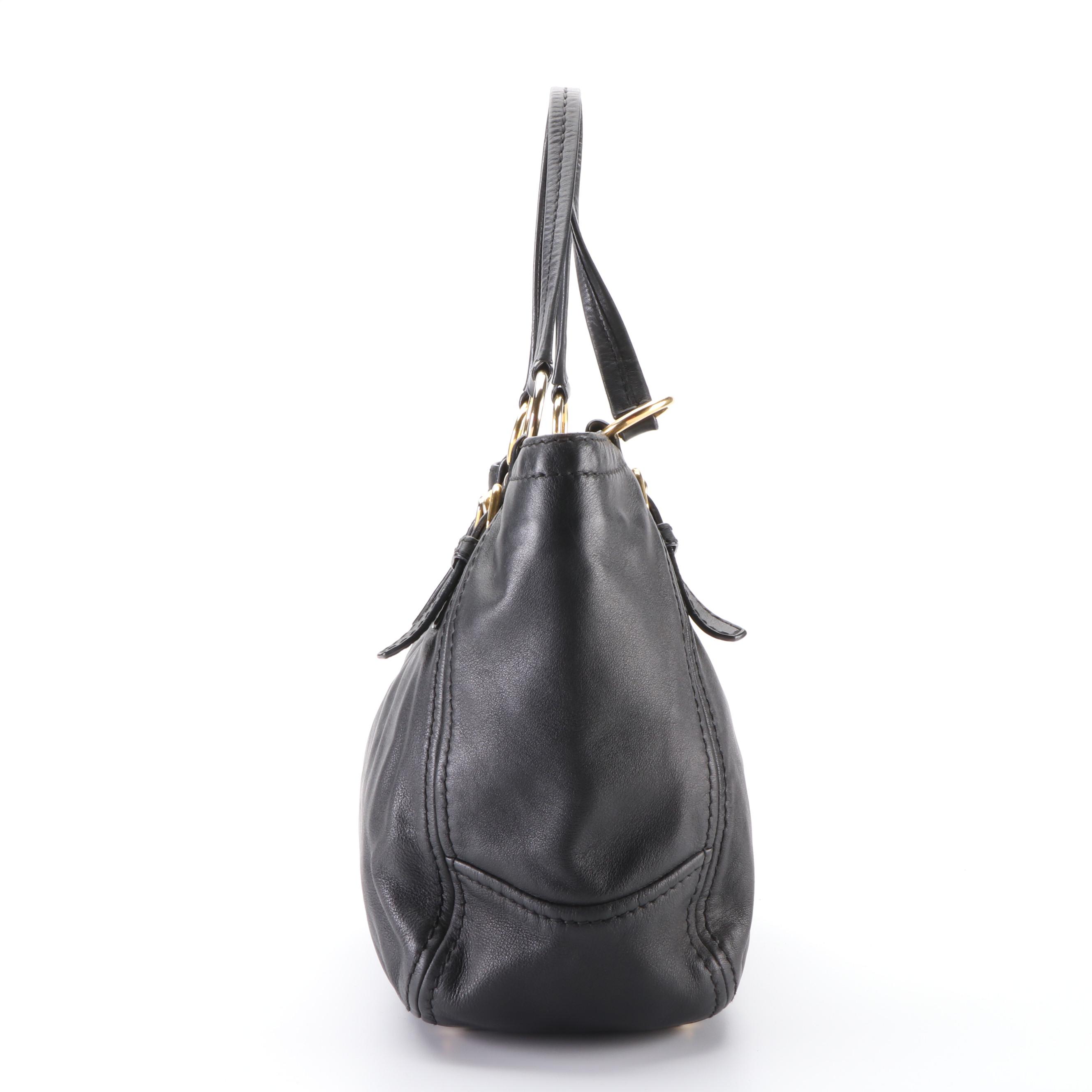Prada Hobo Tote Bag in Black Leather