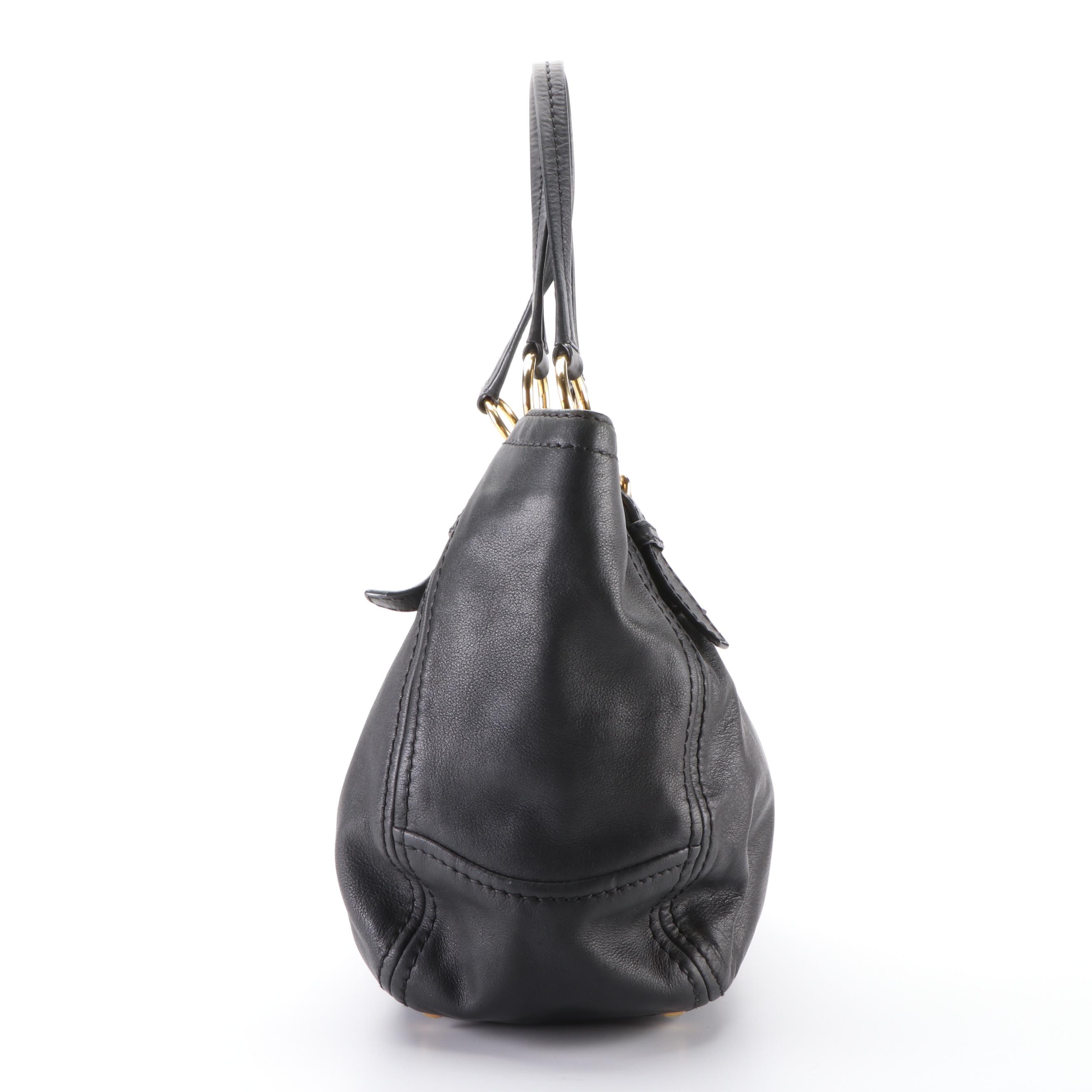 Prada Hobo Tote Bag in Black Leather