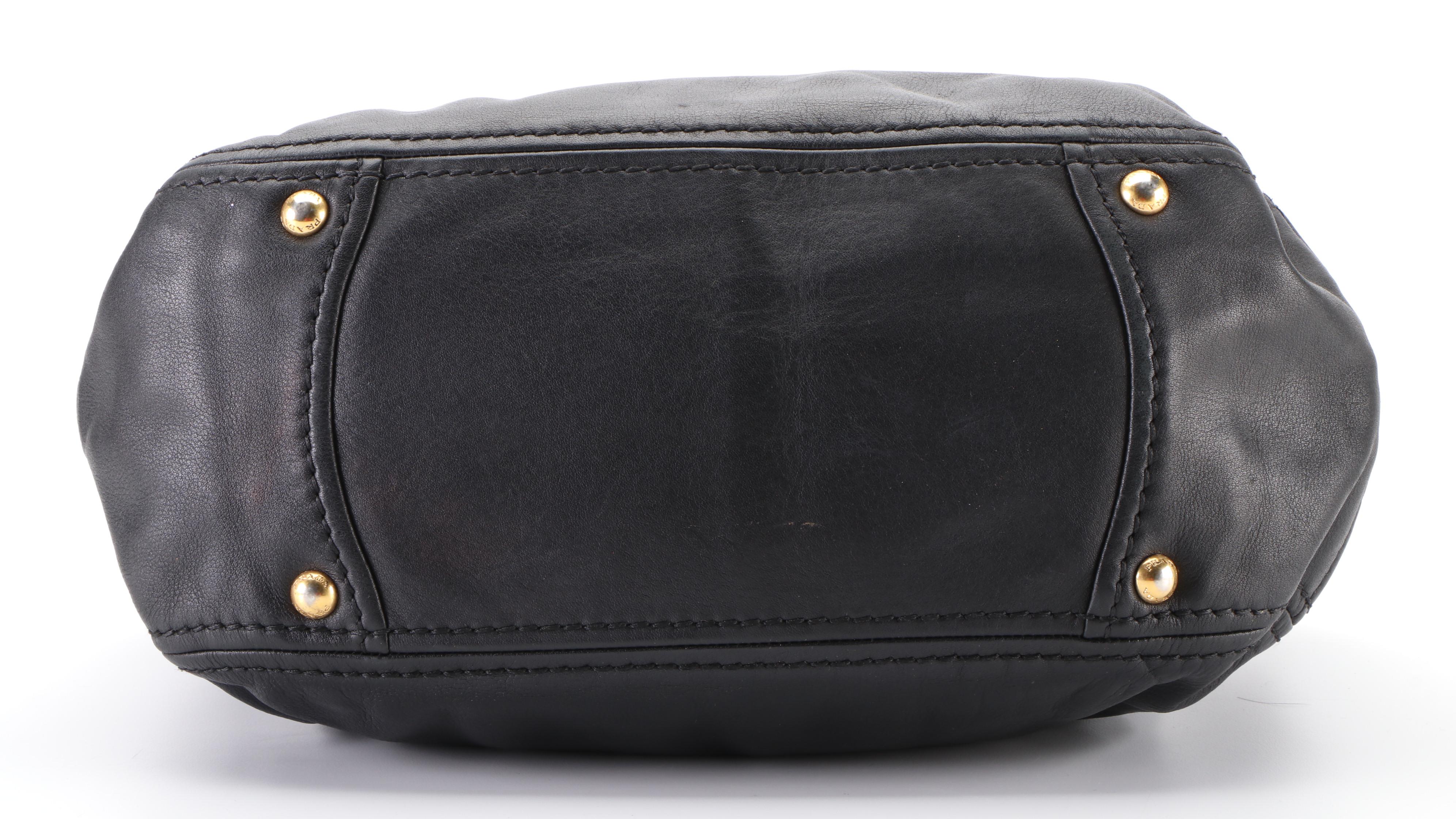 Prada Hobo Tote Bag in Black Leather