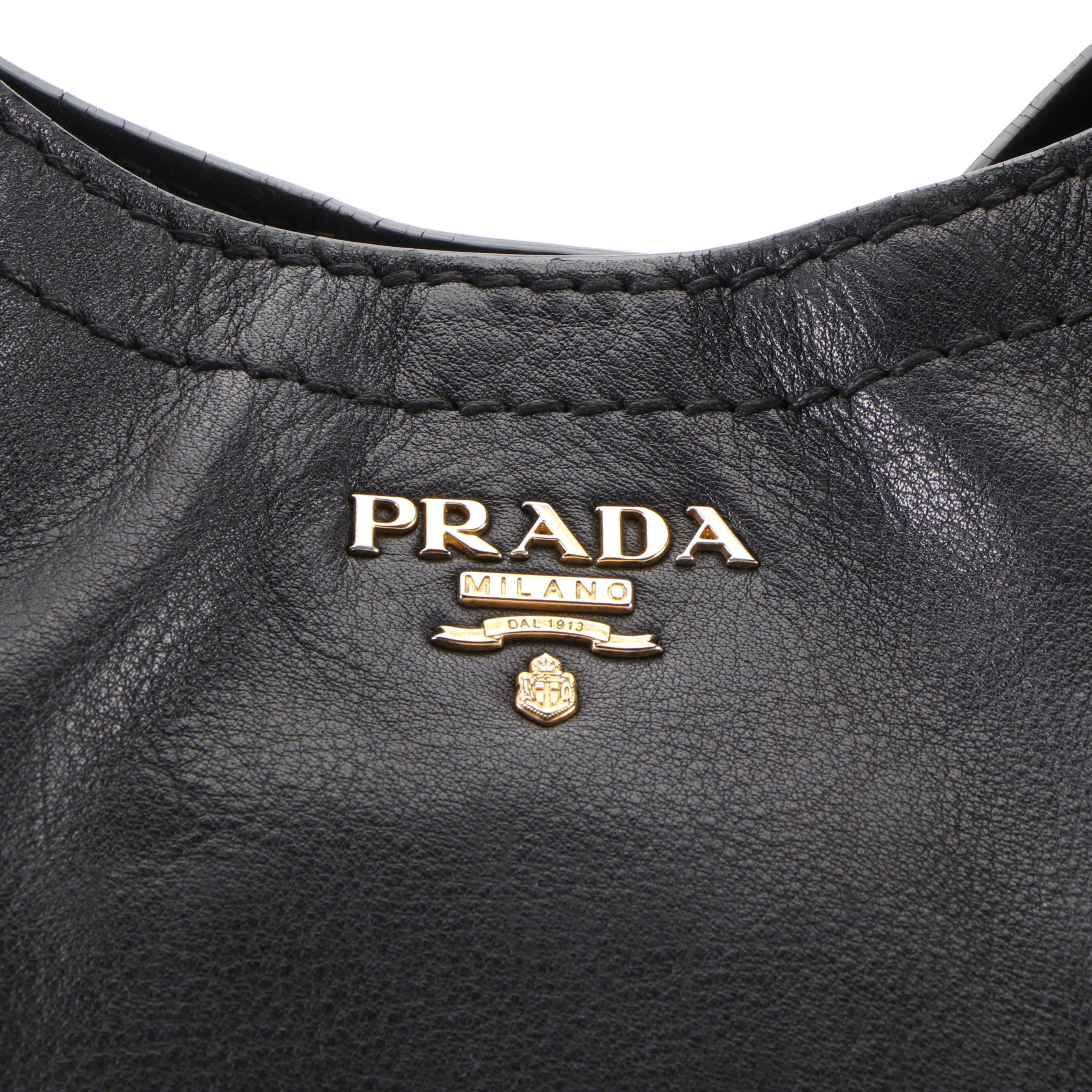 Prada Hobo Tote Bag in Black Leather