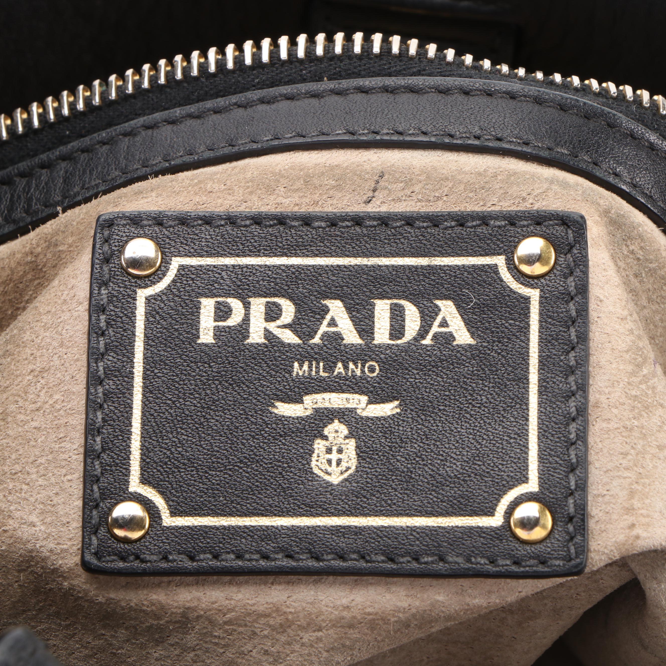 Prada Hobo Tote Bag in Black Leather