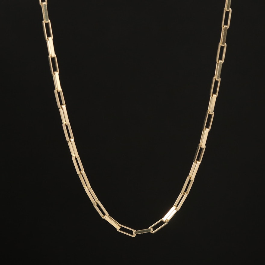 10K Rectangular Cable Chain Necklace