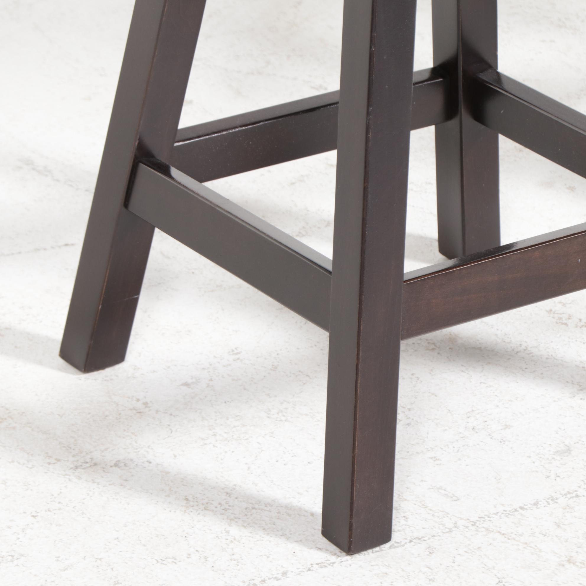 Pair of Contemporary Counter-Height Wooden Swivel Chairs