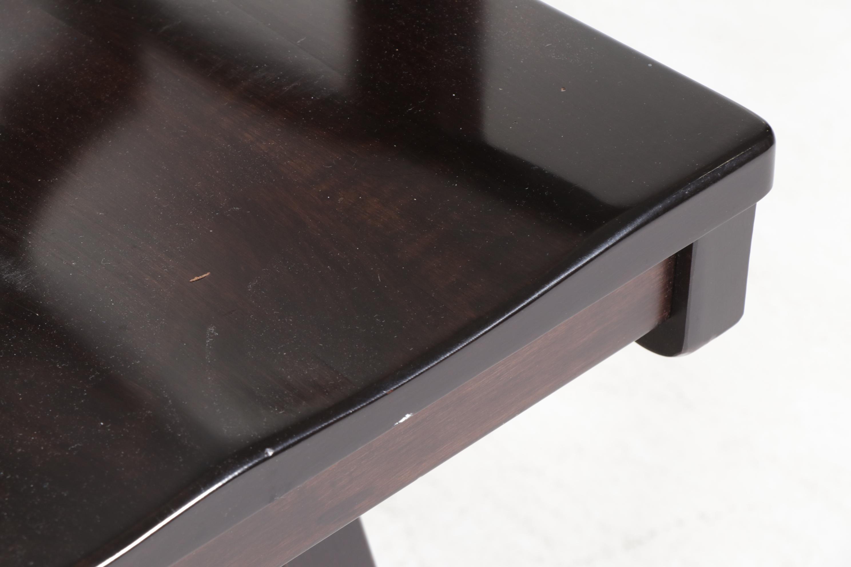 Pair of Contemporary Counter-Height Wooden Swivel Chairs