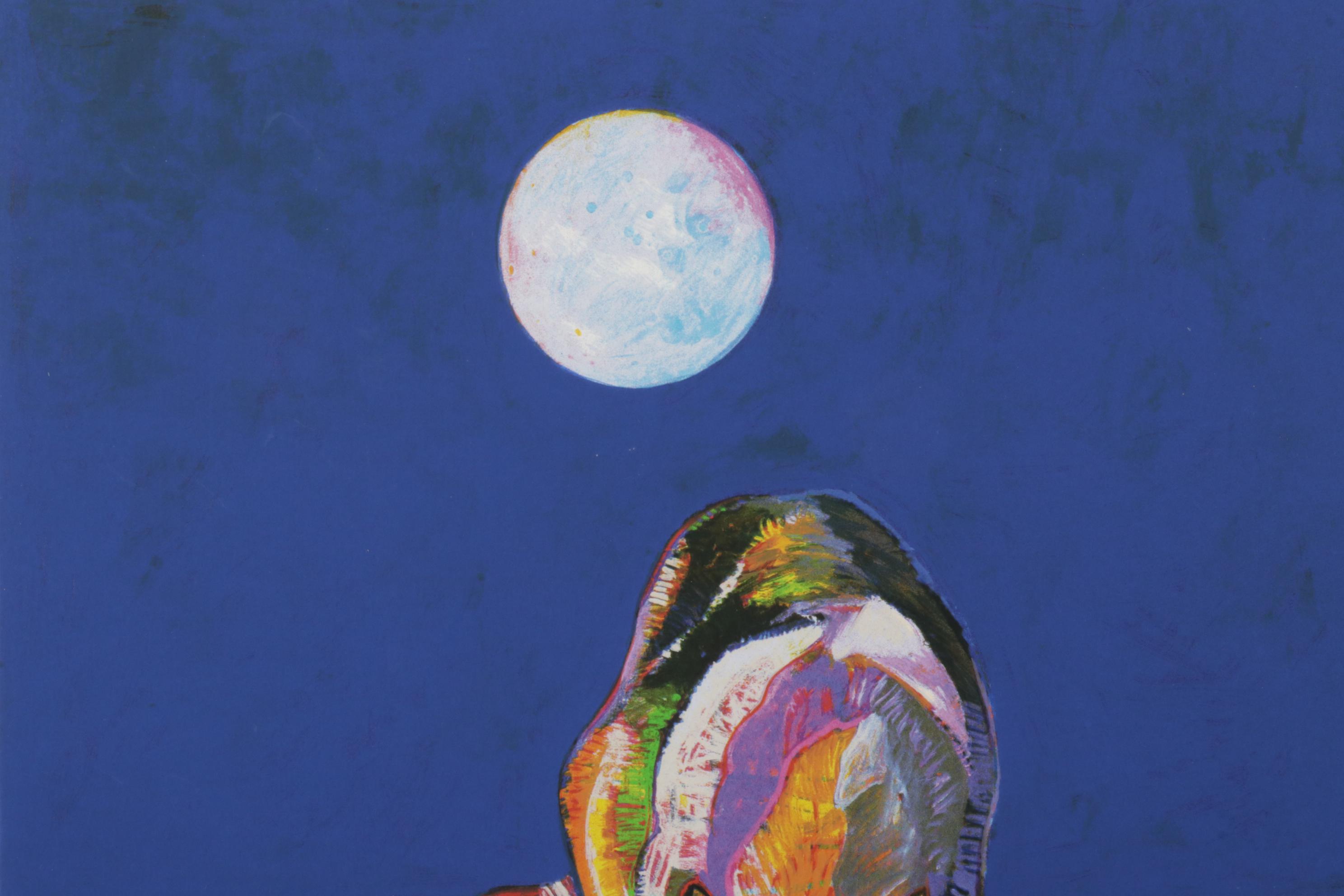 John Nieto Serigraph "Wolf Drinking Water by Moonlight," 1996