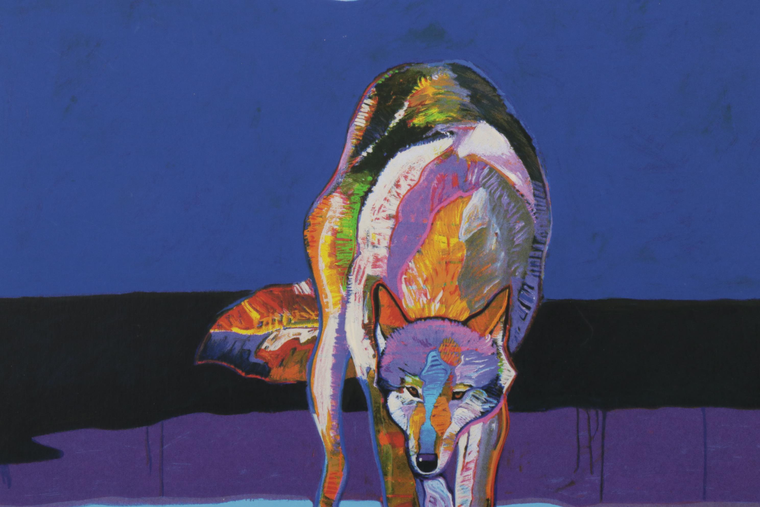 John Nieto Serigraph "Wolf Drinking Water by Moonlight," 1996