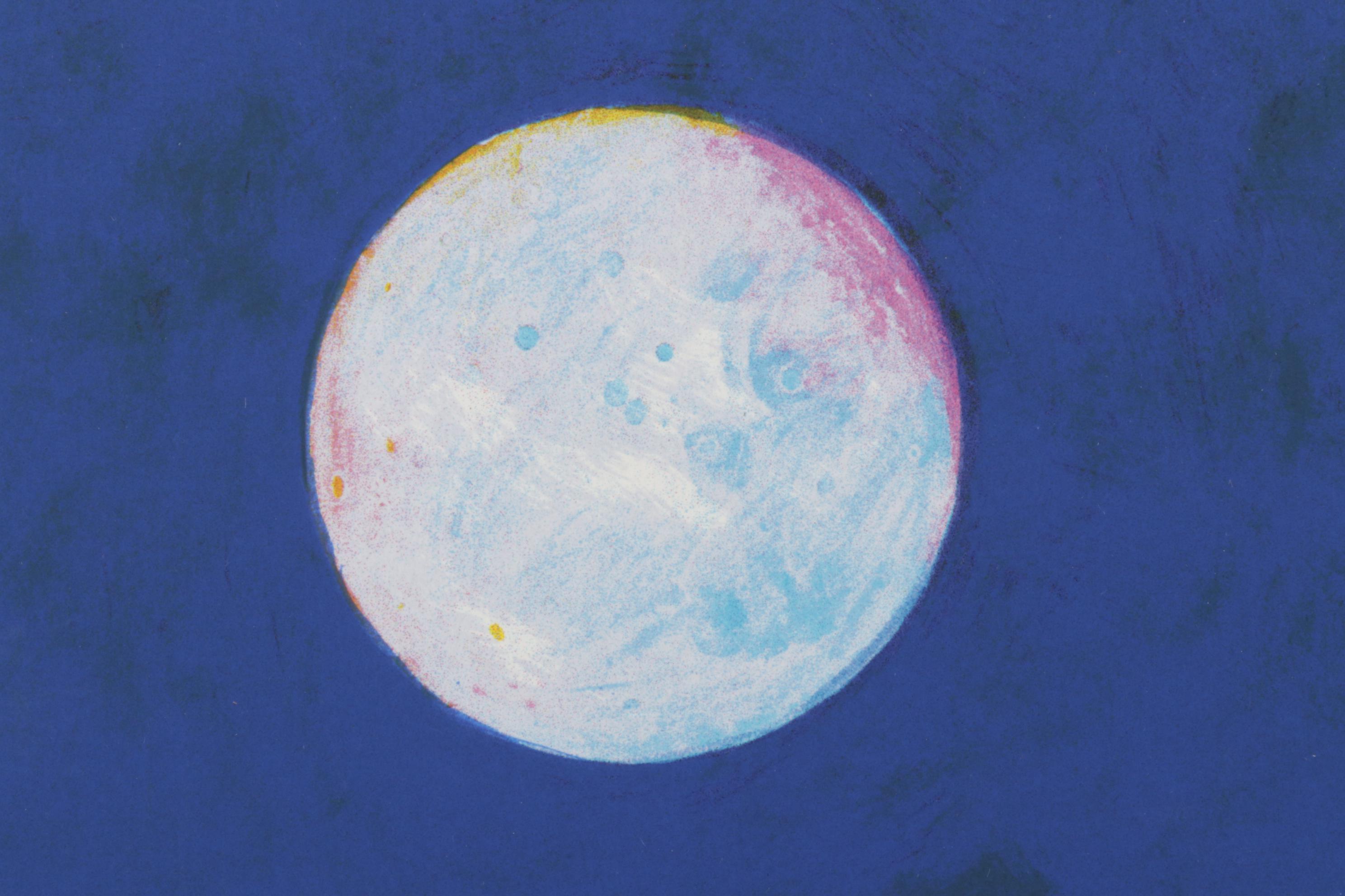 John Nieto Serigraph "Wolf Drinking Water by Moonlight," 1996