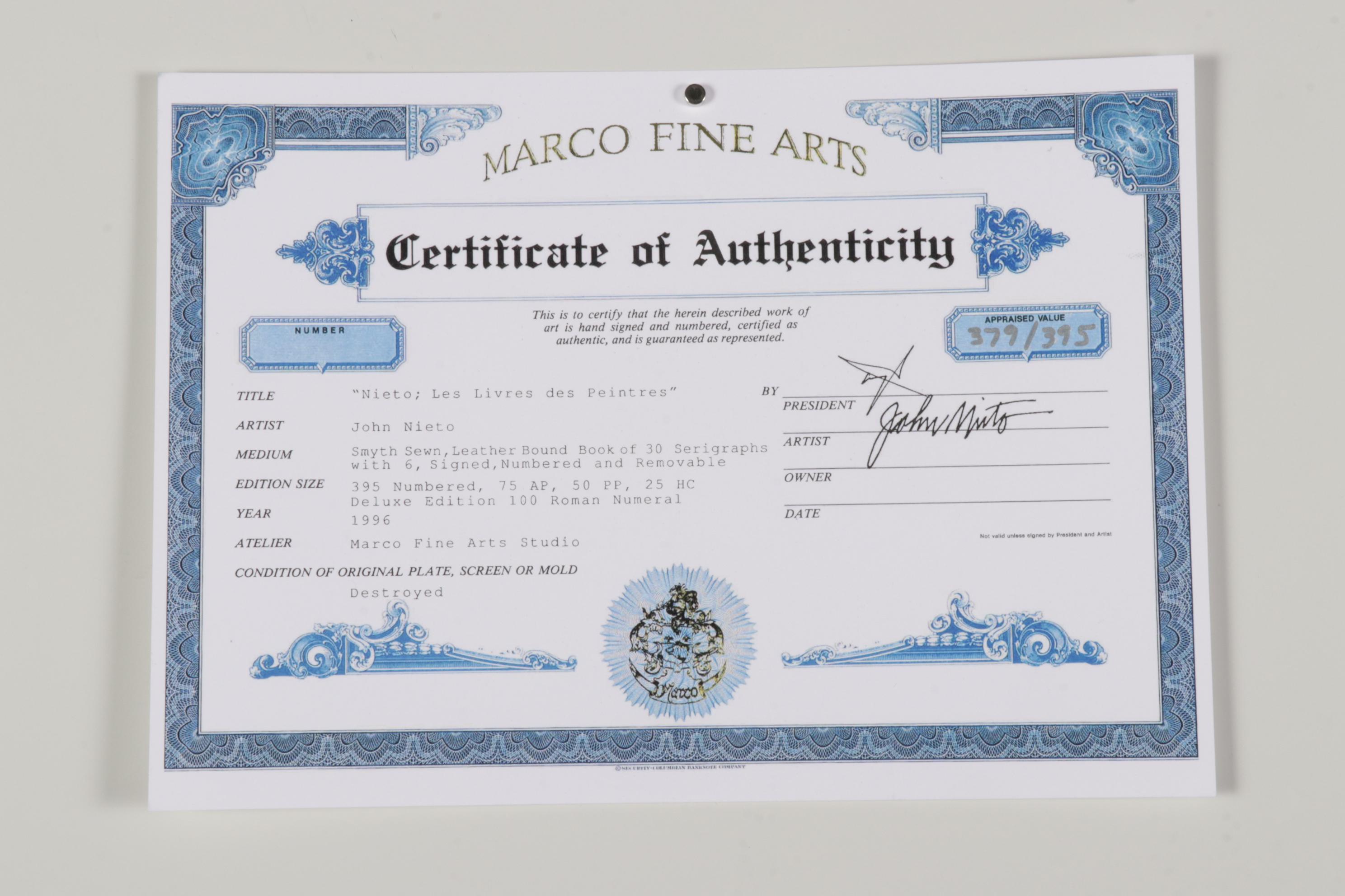 John Nieto Serigraph "Wolf Drinking Water by Moonlight," 1996