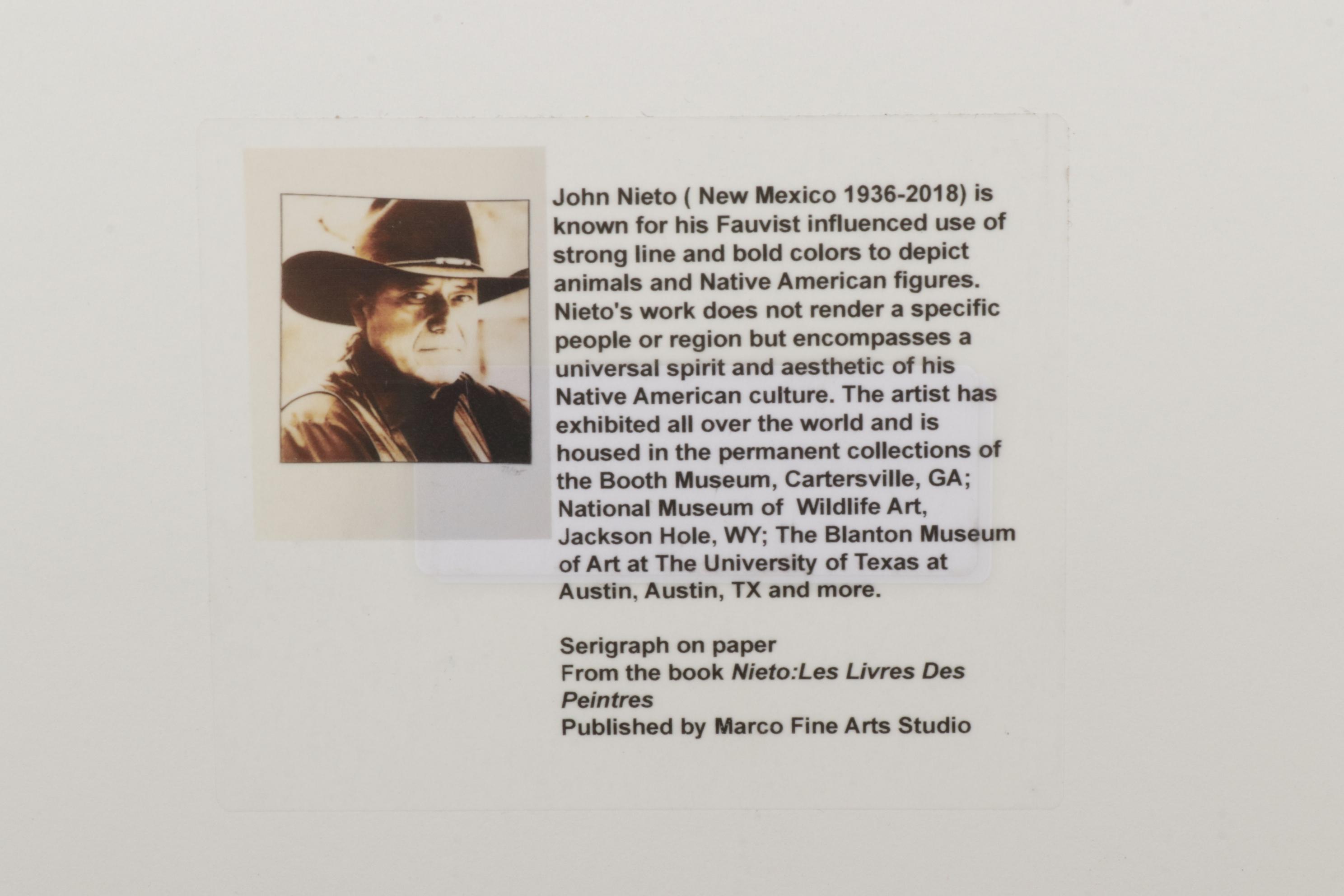 John Nieto Serigraph "Wolf Drinking Water by Moonlight," 1996