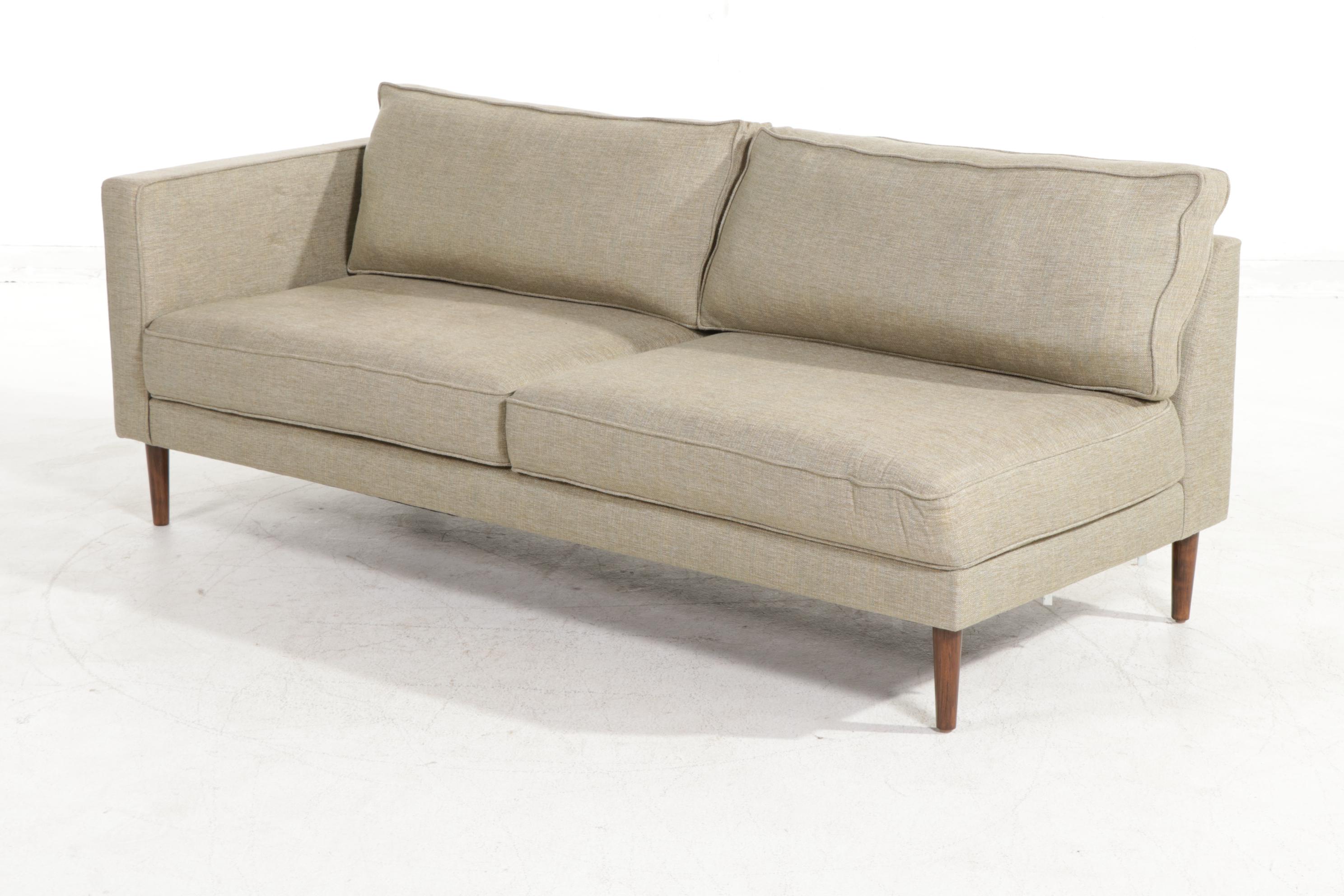 Elite Leather Company Mid Century Modern Style Two-Piece Fabric Sectional Sofa