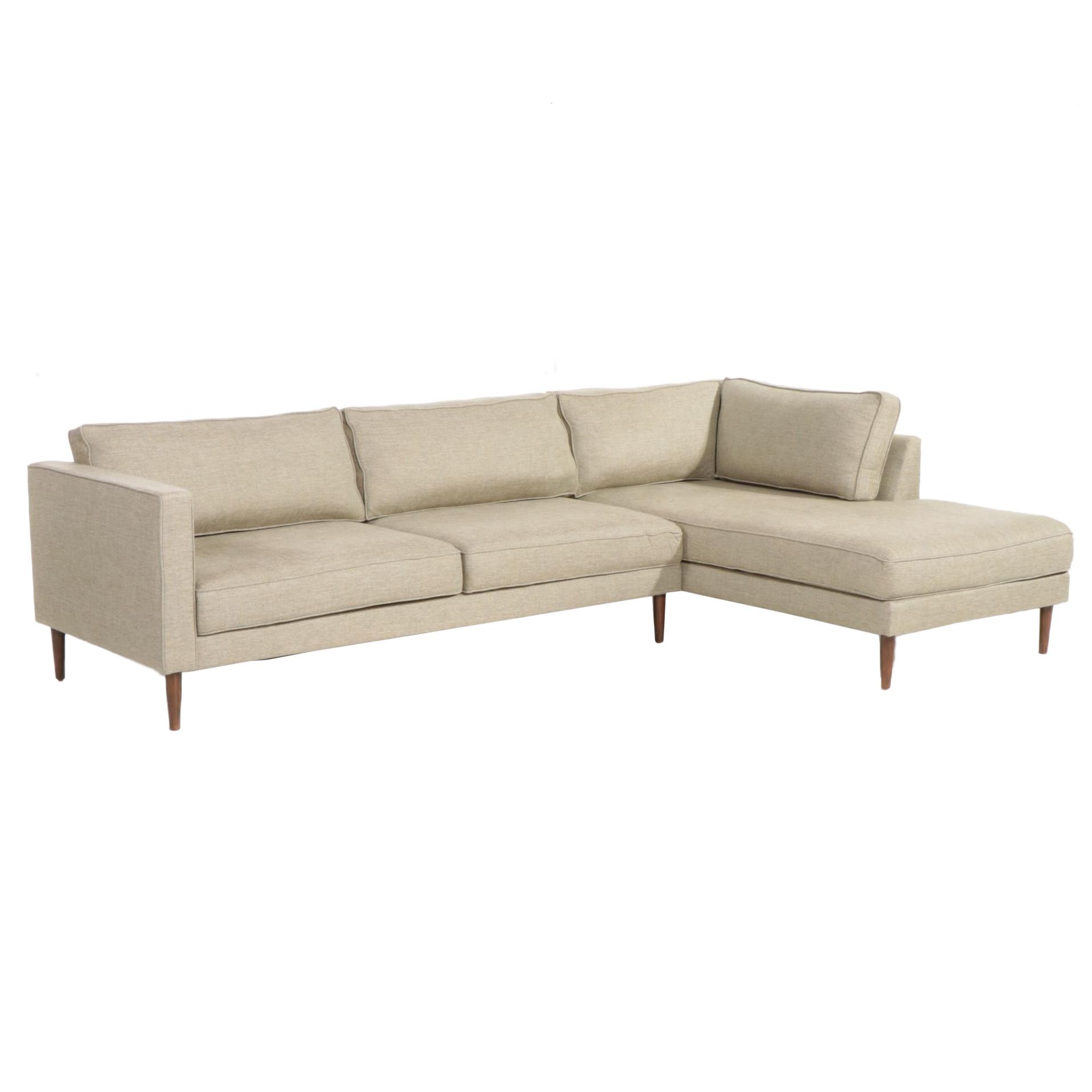 Elite Leather Company Mid Century Modern Style Two-Piece Fabric Sectional Sofa