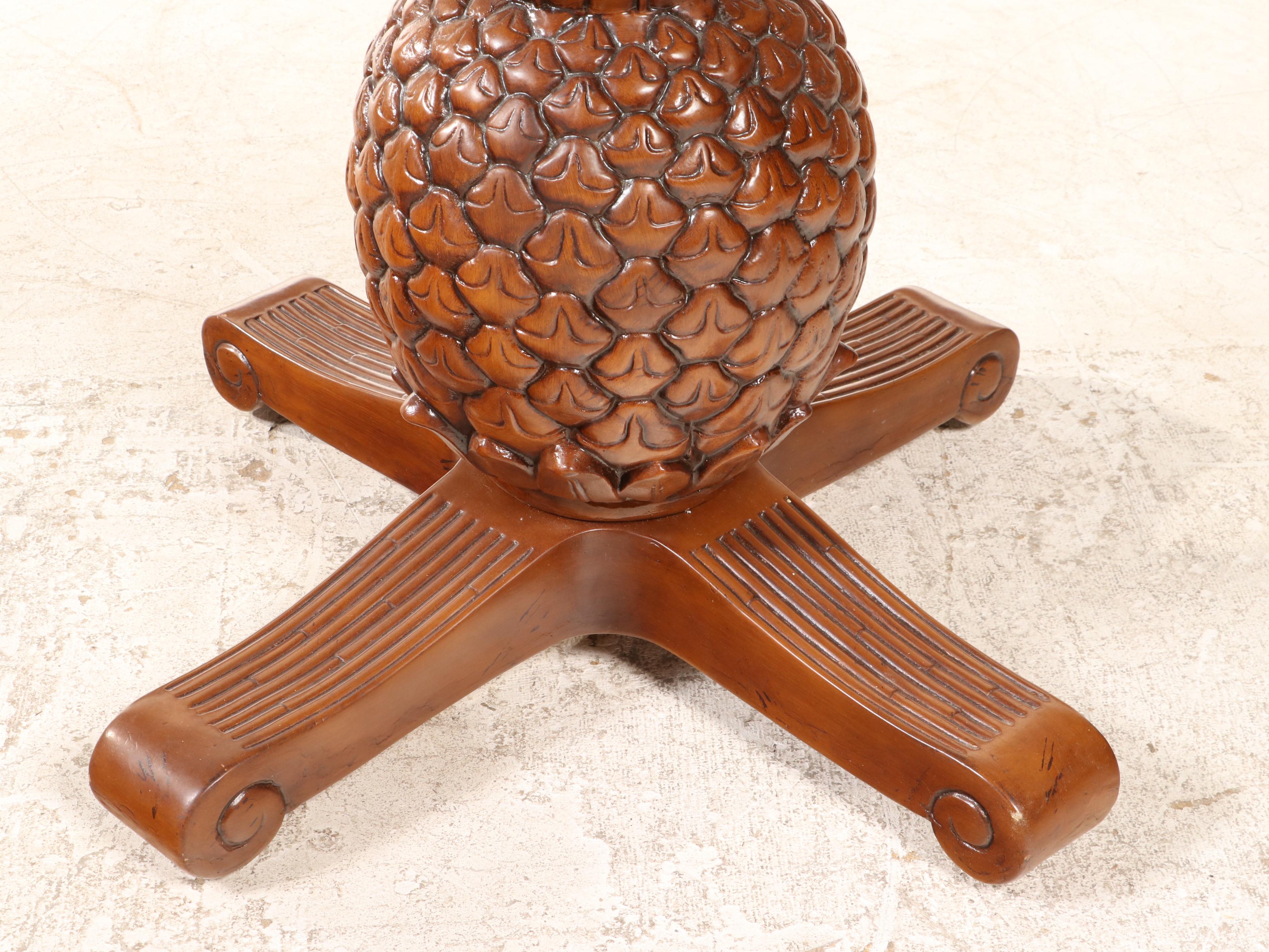 Pineapple-Pedestal Dining Table with Six Rattan Armchairs