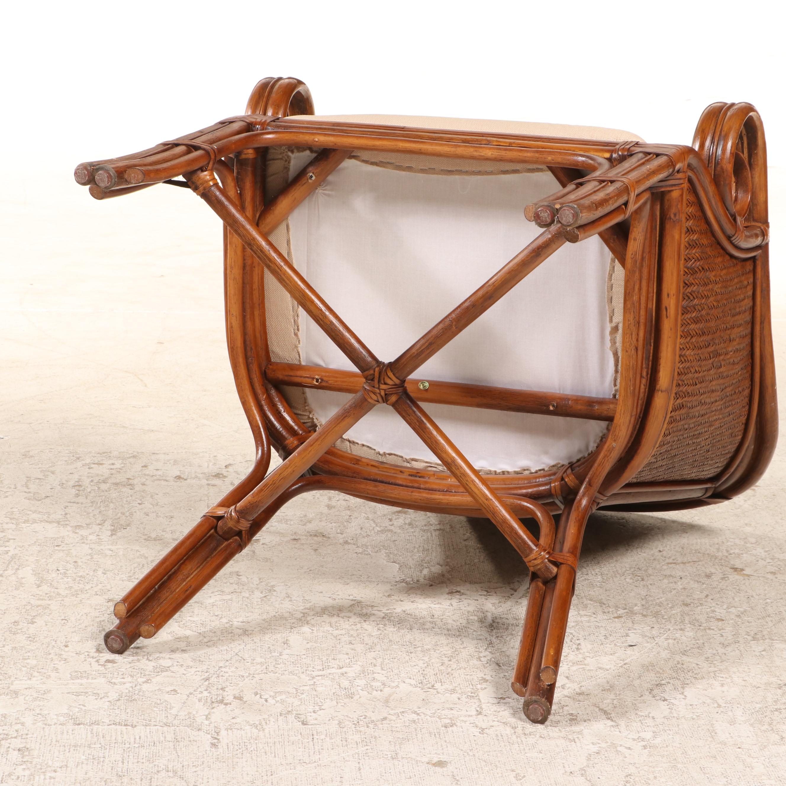 Pineapple-Pedestal Dining Table with Six Rattan Armchairs