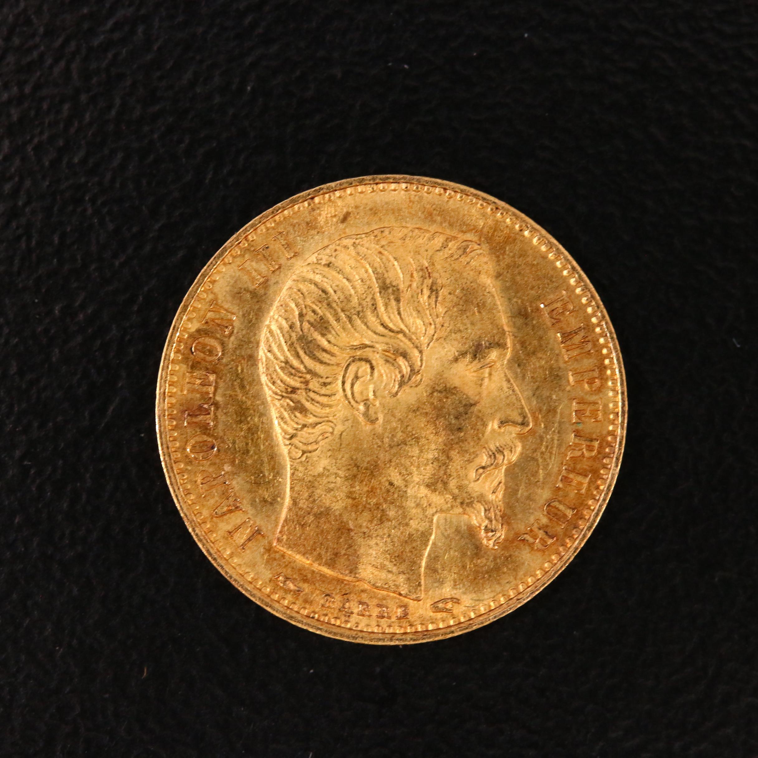 Two French 1854-A 5 Francs Gold Coins
