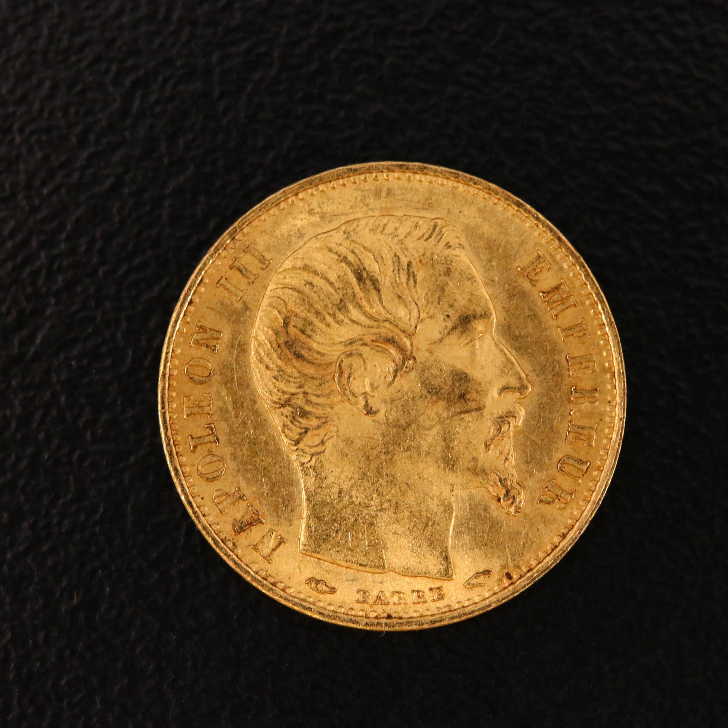 Two French 1854-A 5 Francs Gold Coins