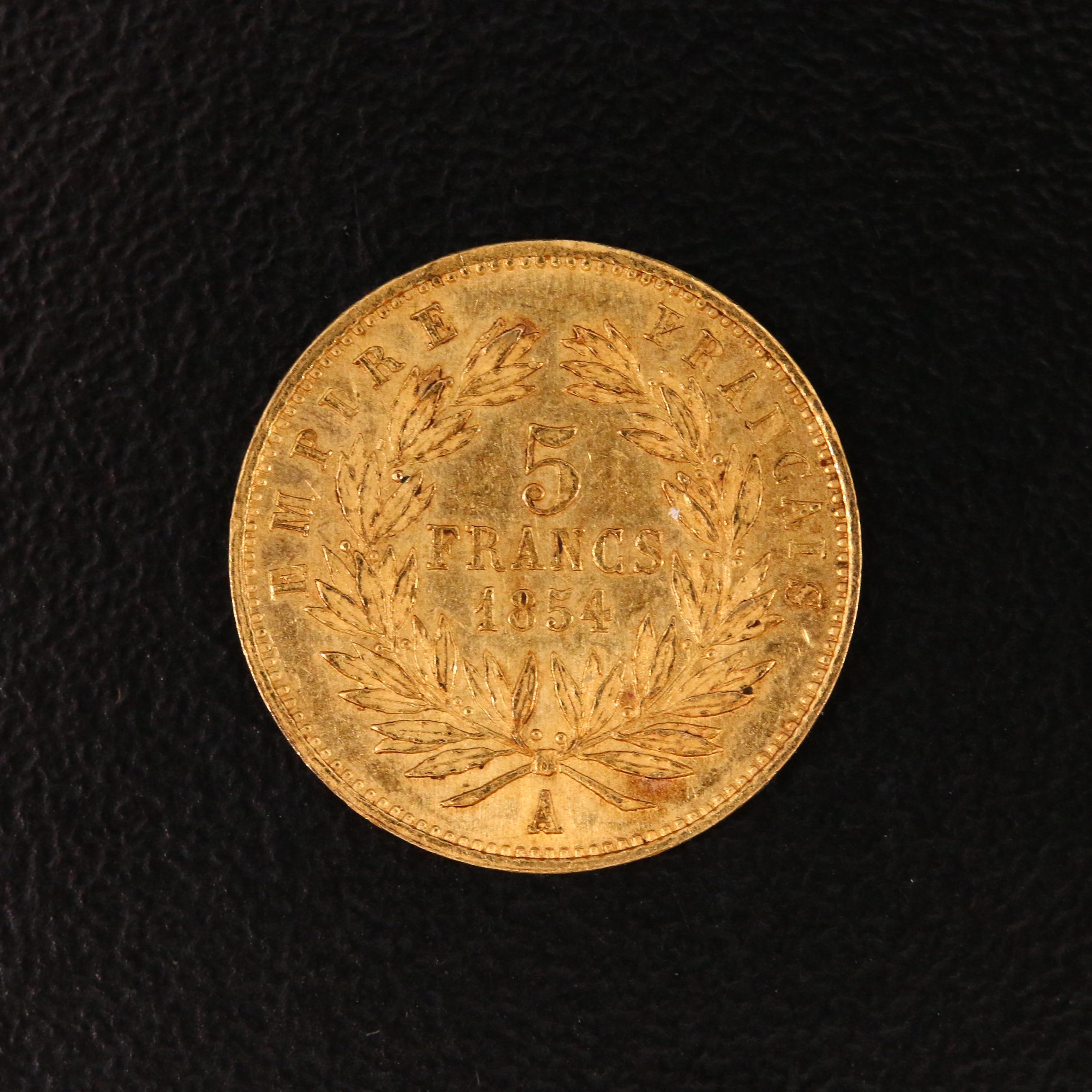 Two French 1854-A 5 Francs Gold Coins