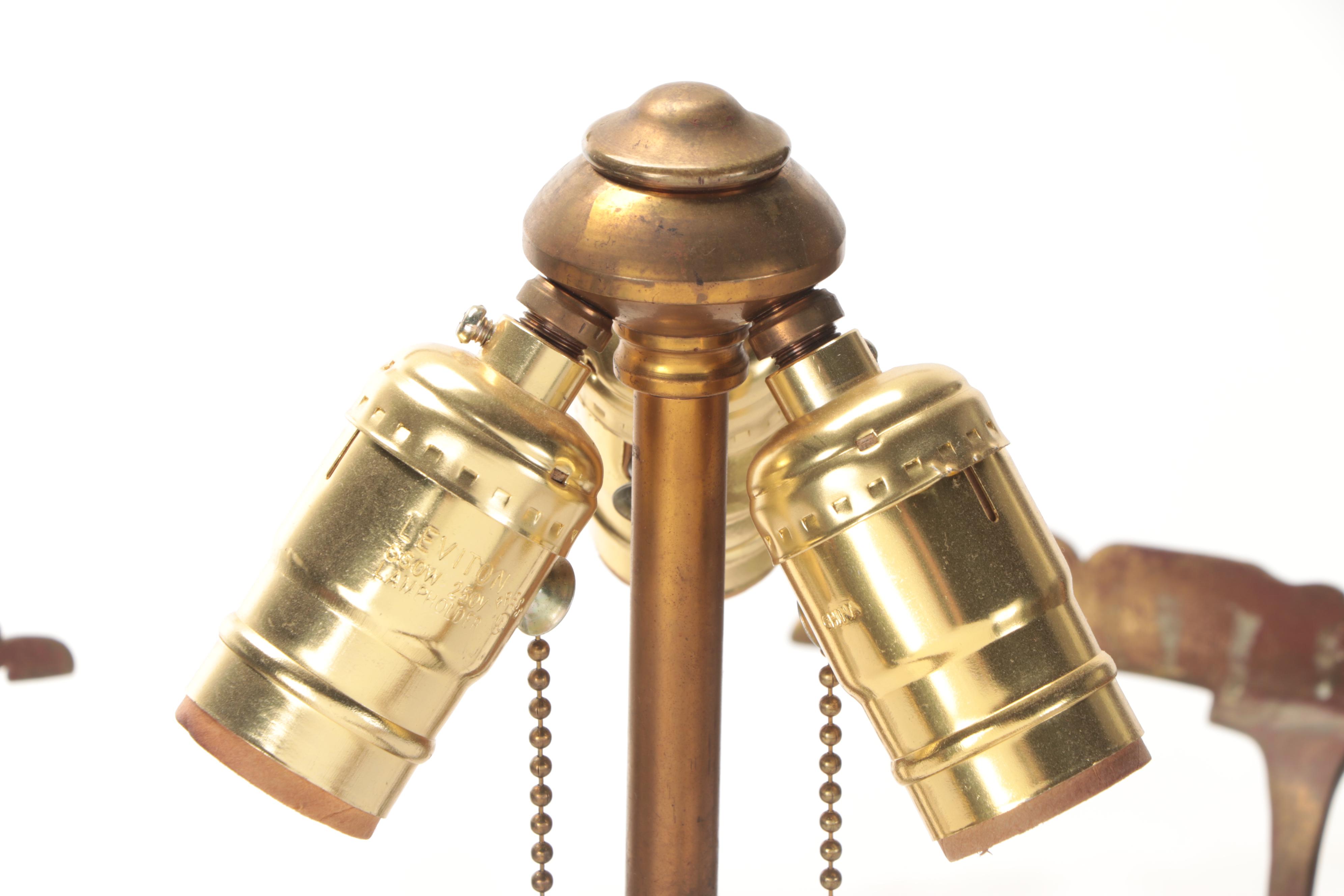 Austrian Art Nouveau Brass and Chunk Jewel Glass Table Lamp, Early 20th Century