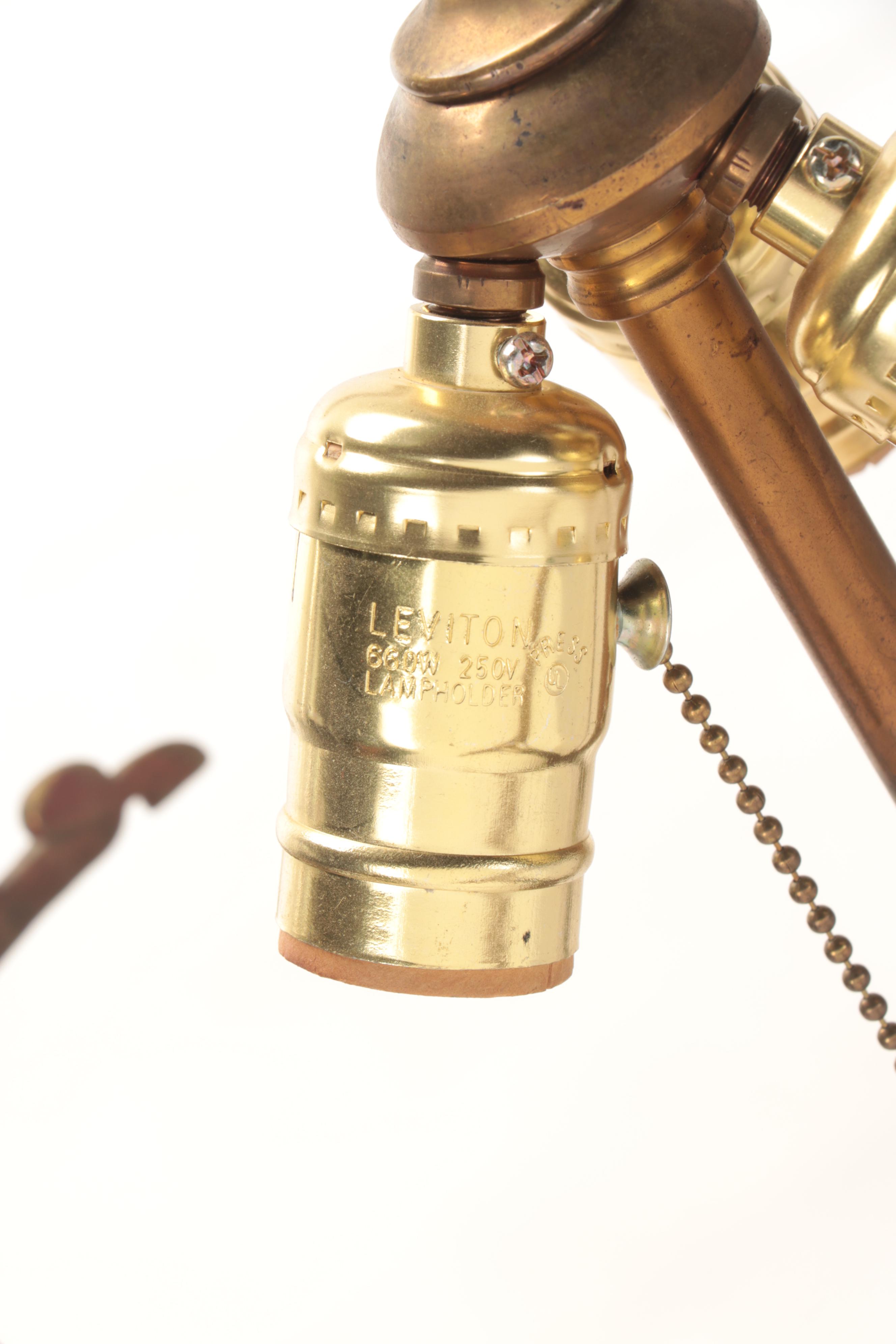 Austrian Art Nouveau Brass and Chunk Jewel Glass Table Lamp, Early 20th Century