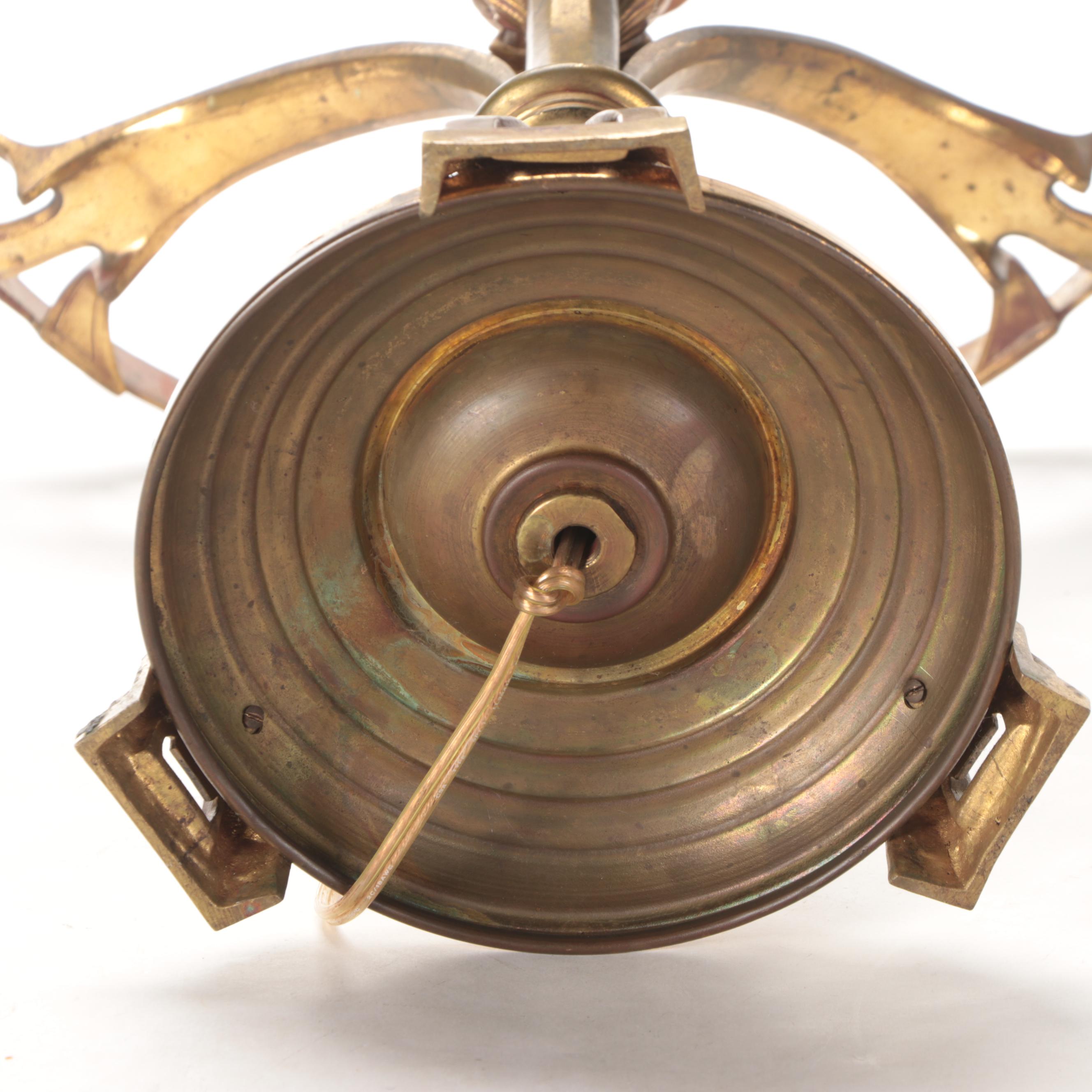 Austrian Art Nouveau Brass and Chunk Jewel Glass Table Lamp, Early 20th Century