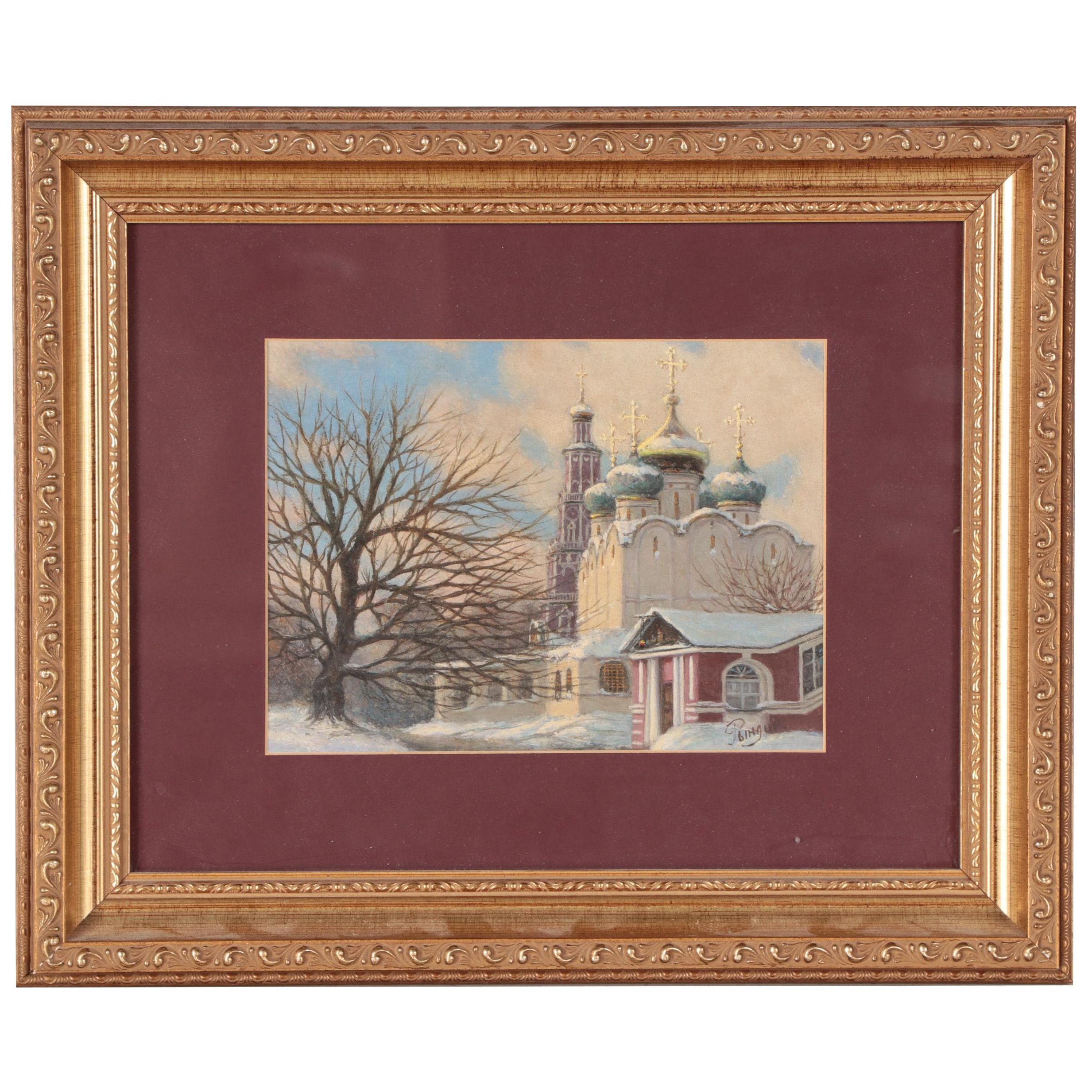Russian School Oil Painting of the Novodevichy Convent, Late 20th Century