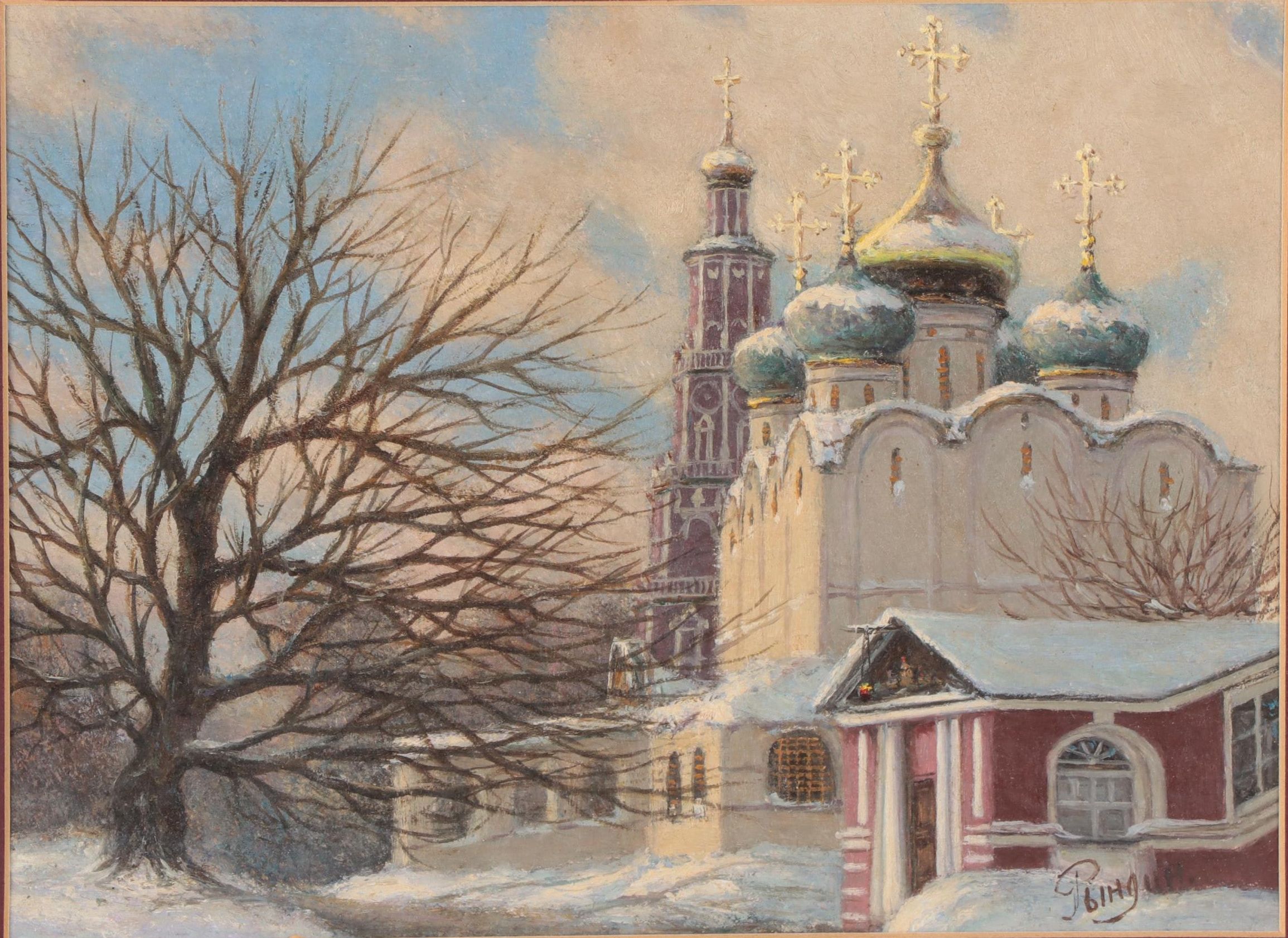 Russian School Oil Painting of the Novodevichy Convent, Late 20th Century
