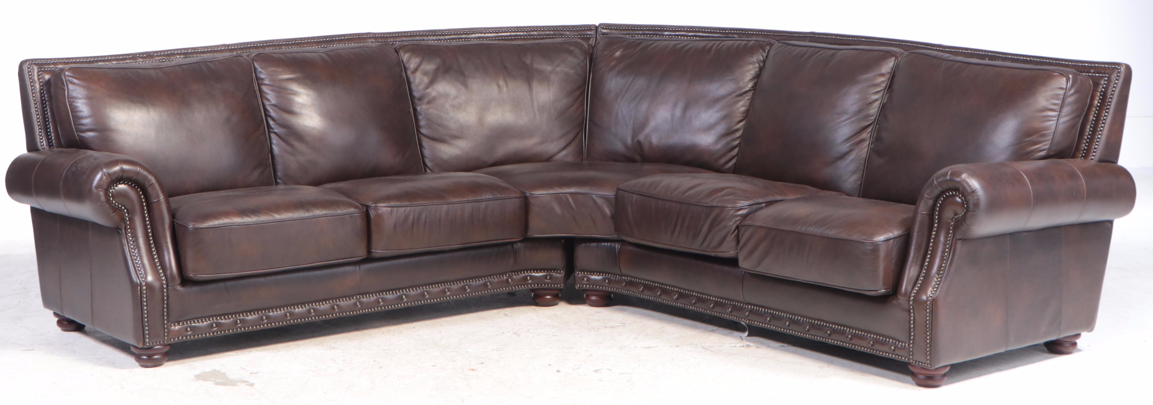 Superb Creations Leather Sectional Sofa with Ottoman