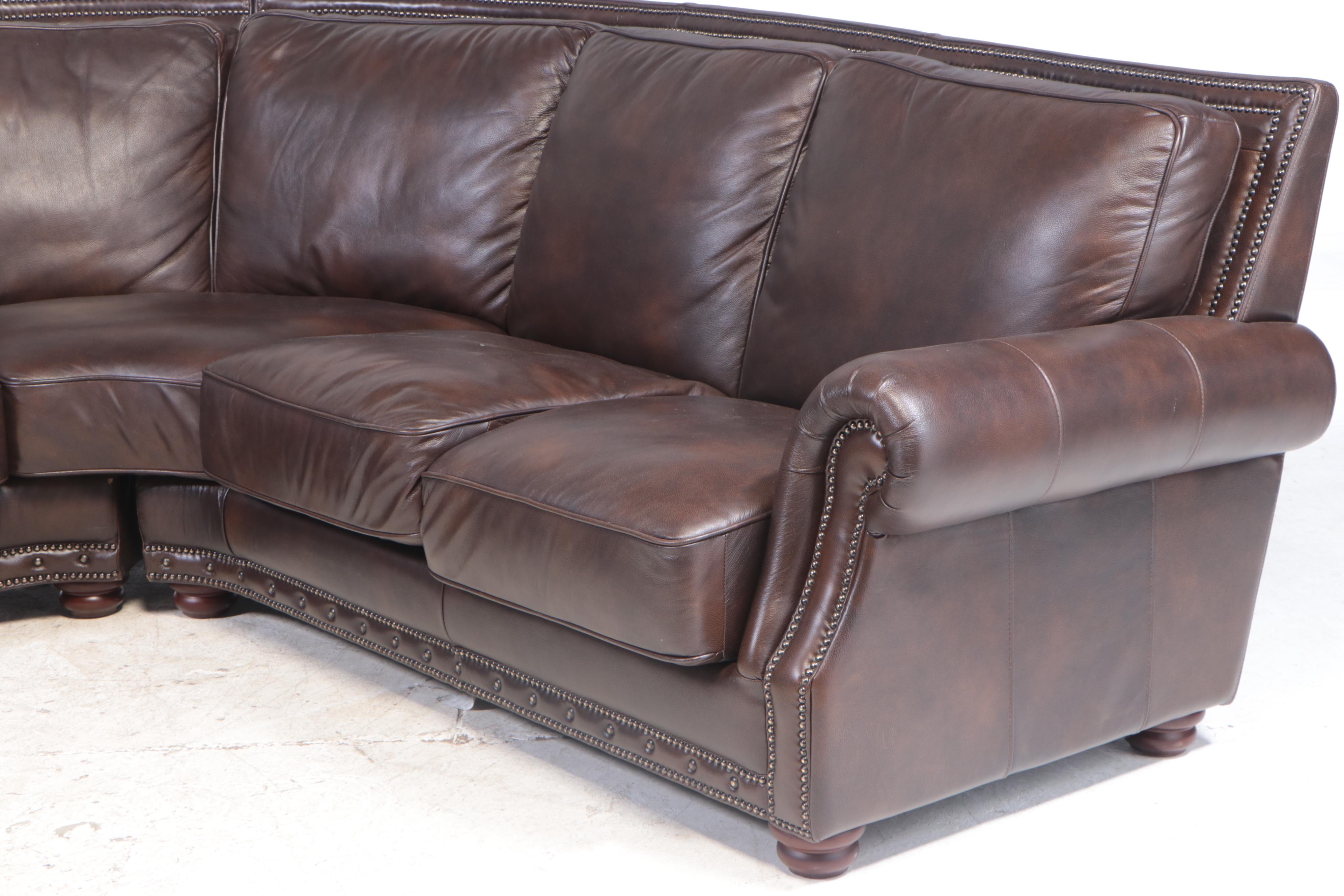 Superb Creations Leather Sectional Sofa with Ottoman