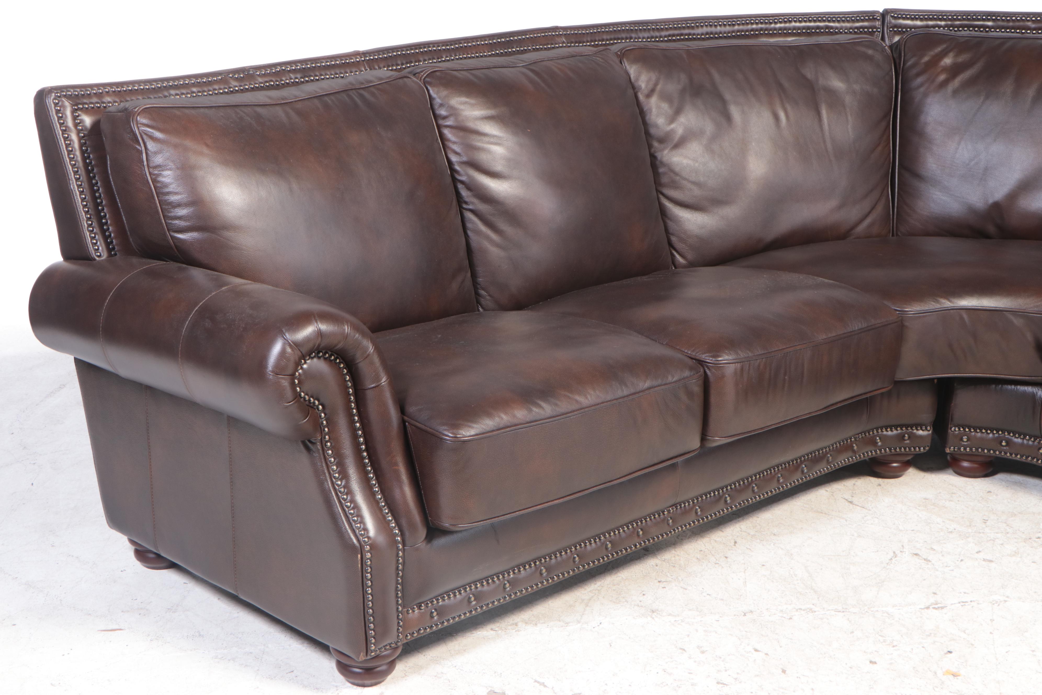 Superb Creations Leather Sectional Sofa with Ottoman
