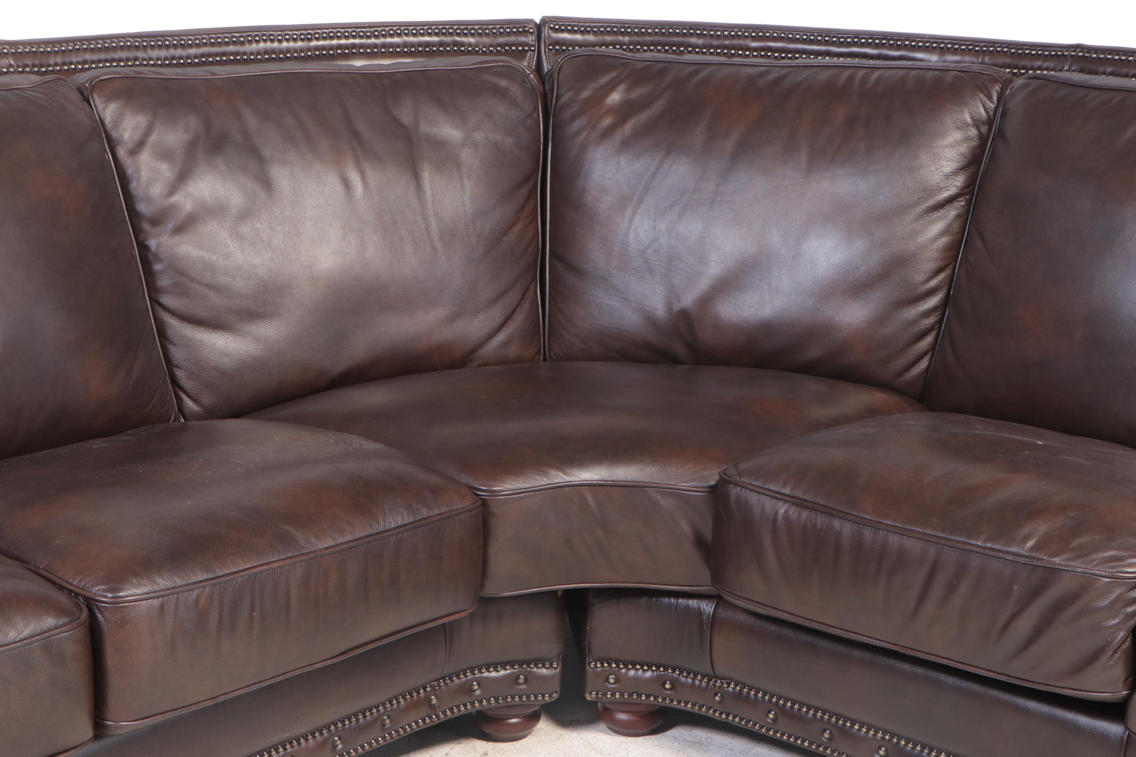Superb Creations Leather Sectional Sofa with Ottoman