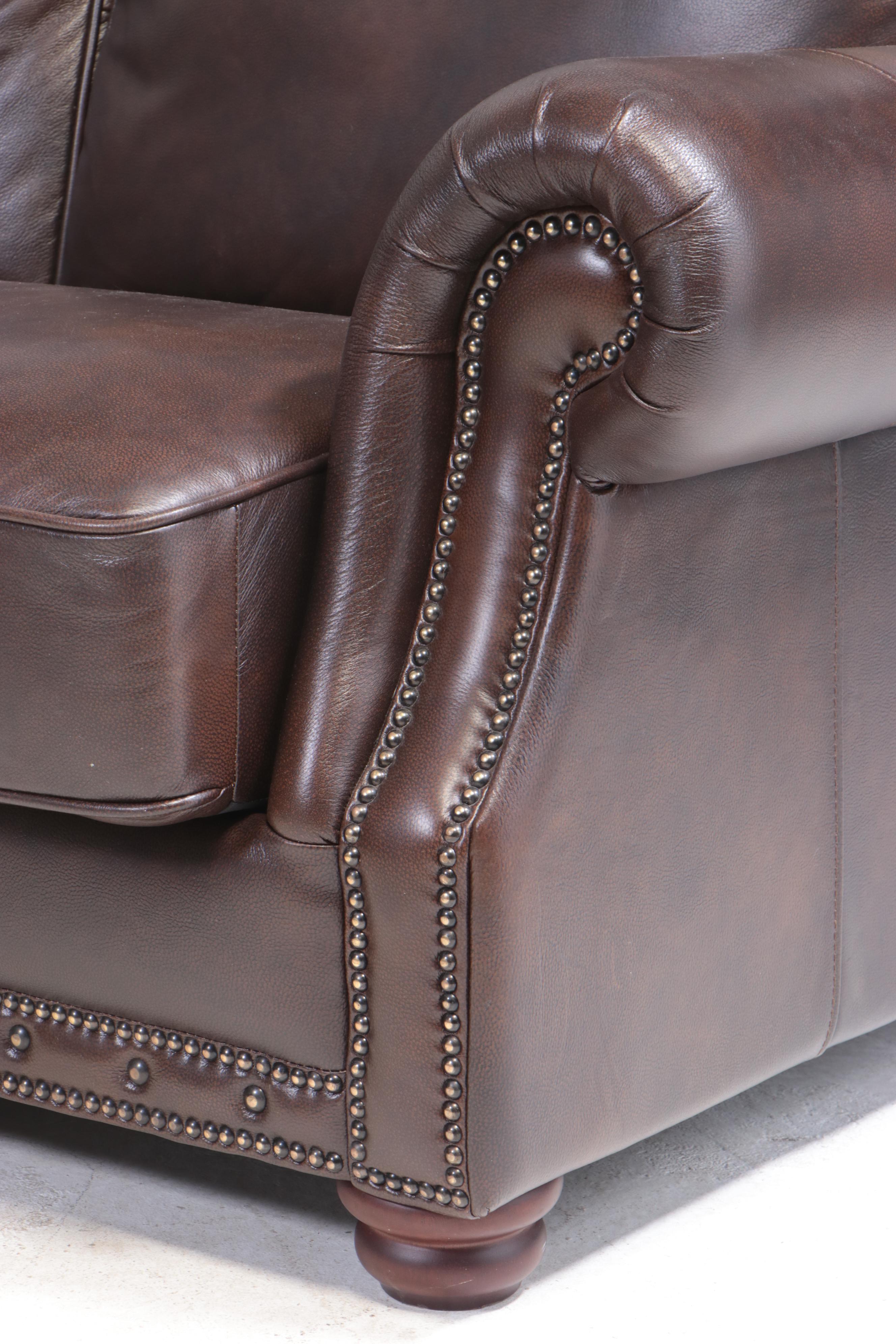 Superb Creations Leather Sectional Sofa with Ottoman