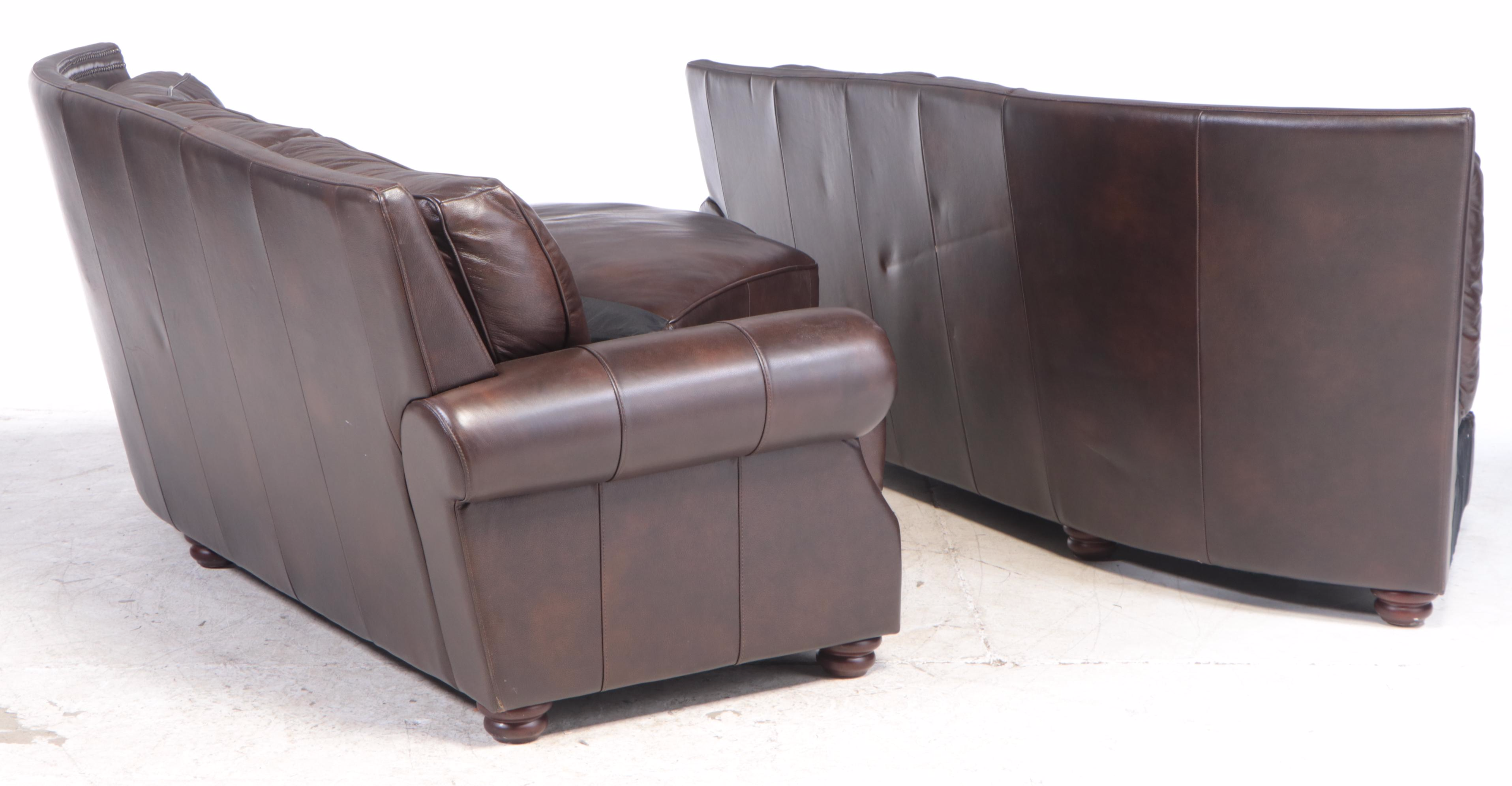 Superb Creations Leather Sectional Sofa with Ottoman