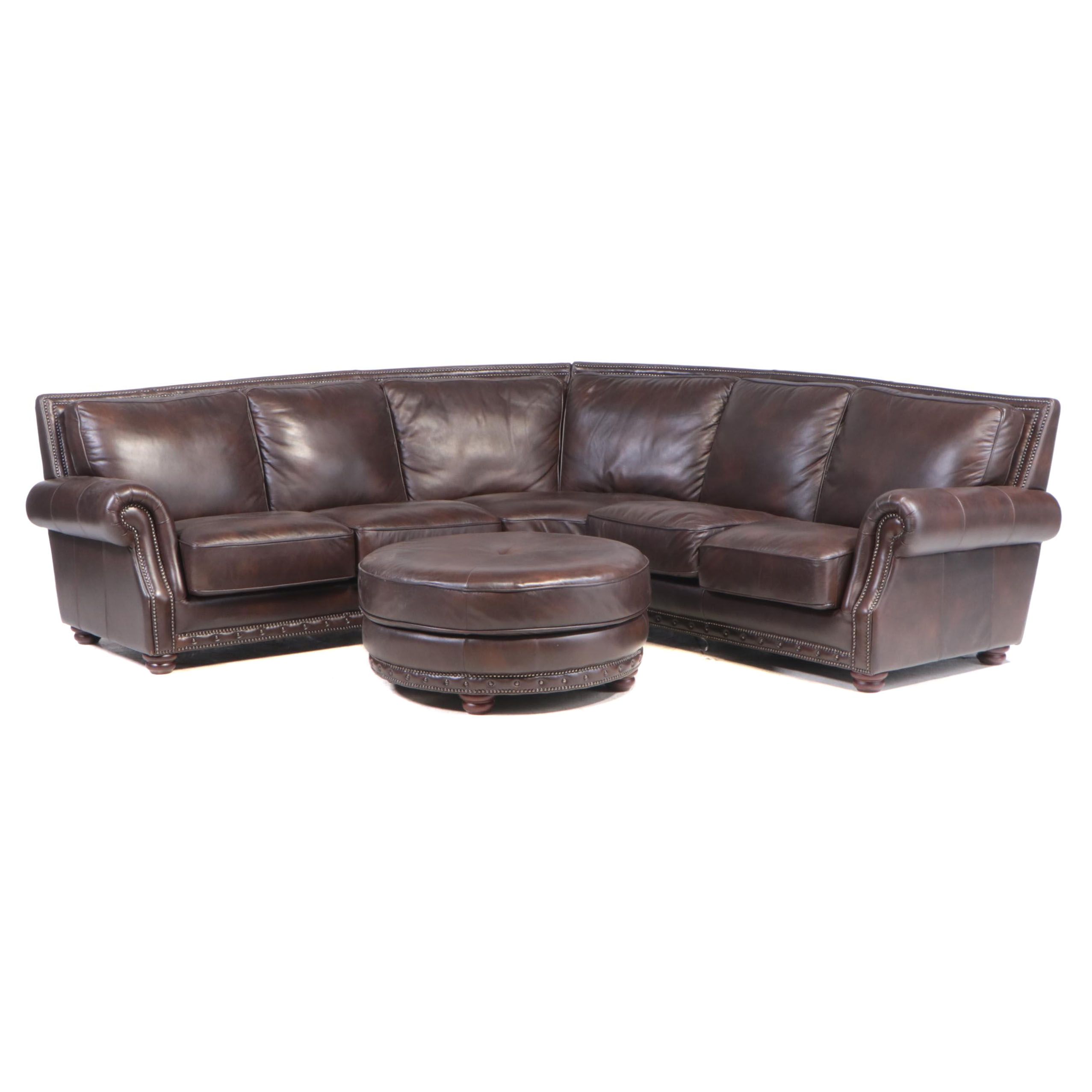 Superb Creations Leather Sectional Sofa with Ottoman