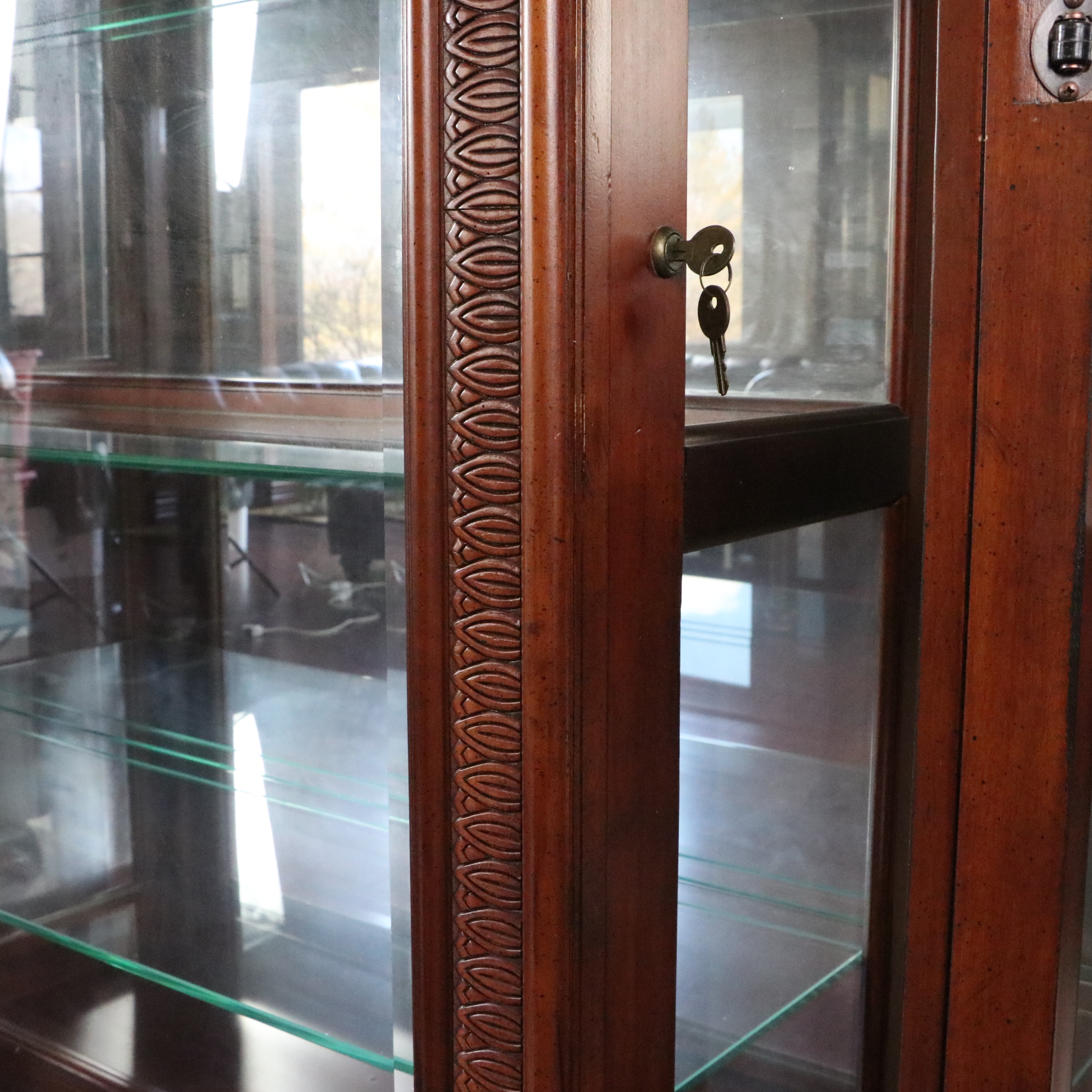 American Signature Illuminated Sliding Door Display Cabinet