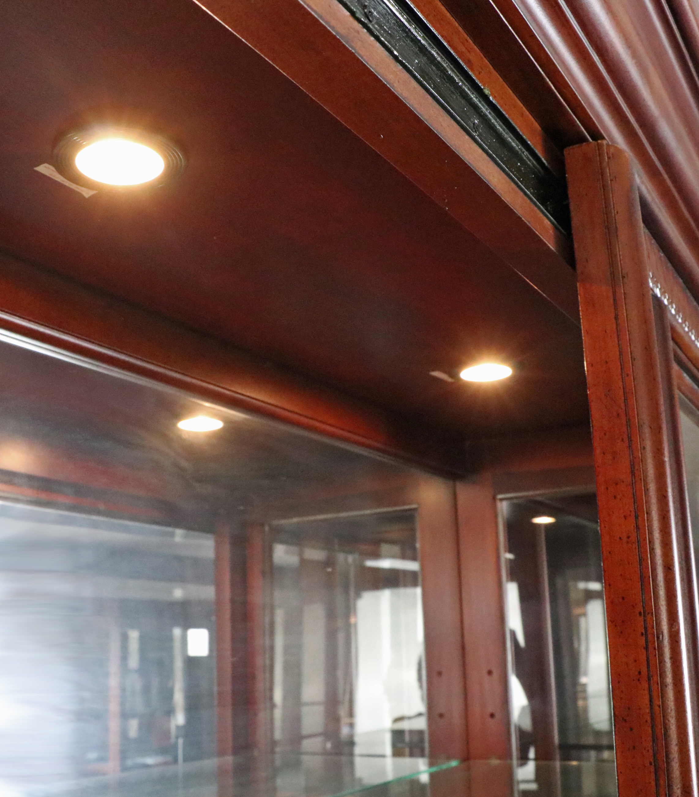 American Signature Illuminated Sliding Door Display Cabinet