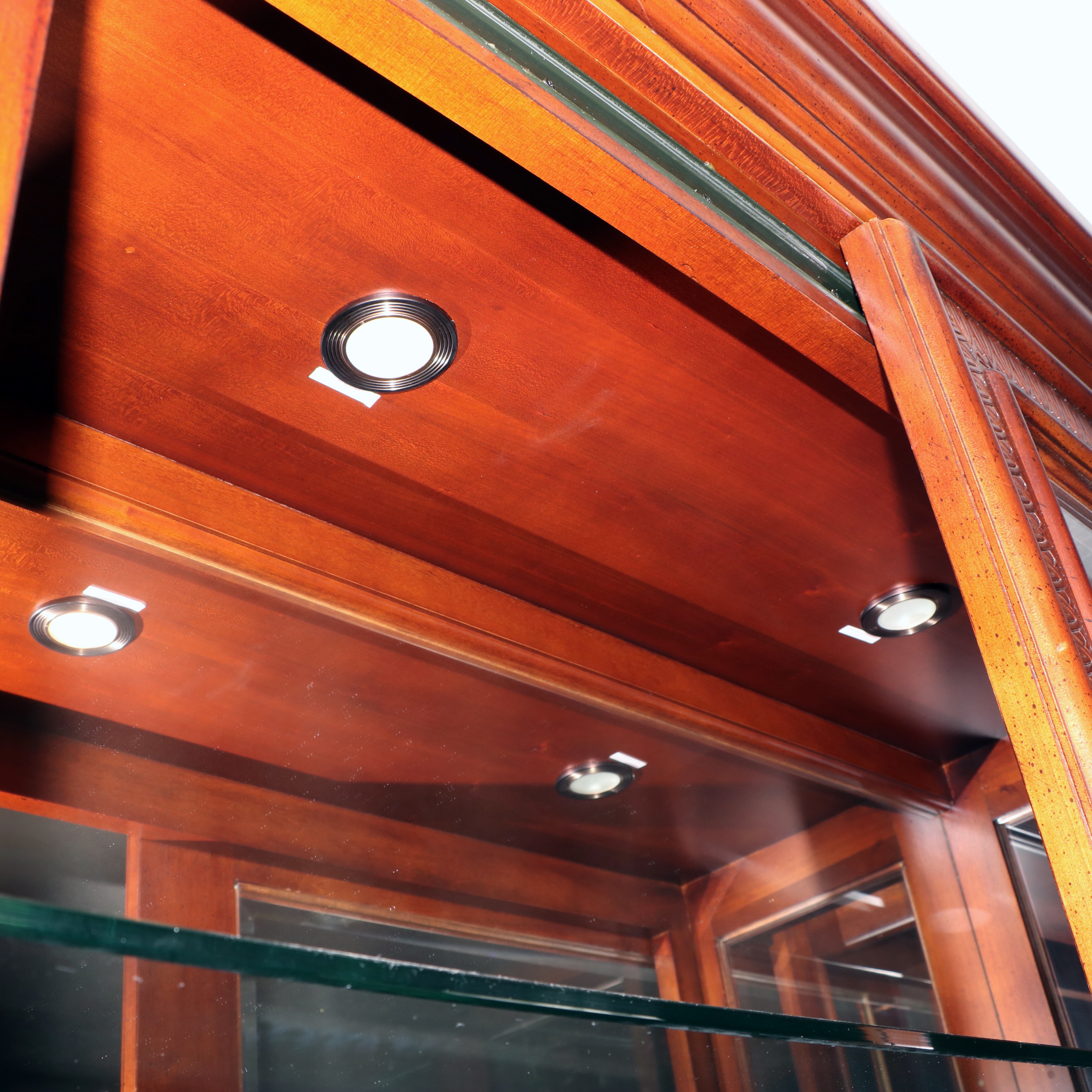 American Signature Illuminated Sliding Door Display Cabinet