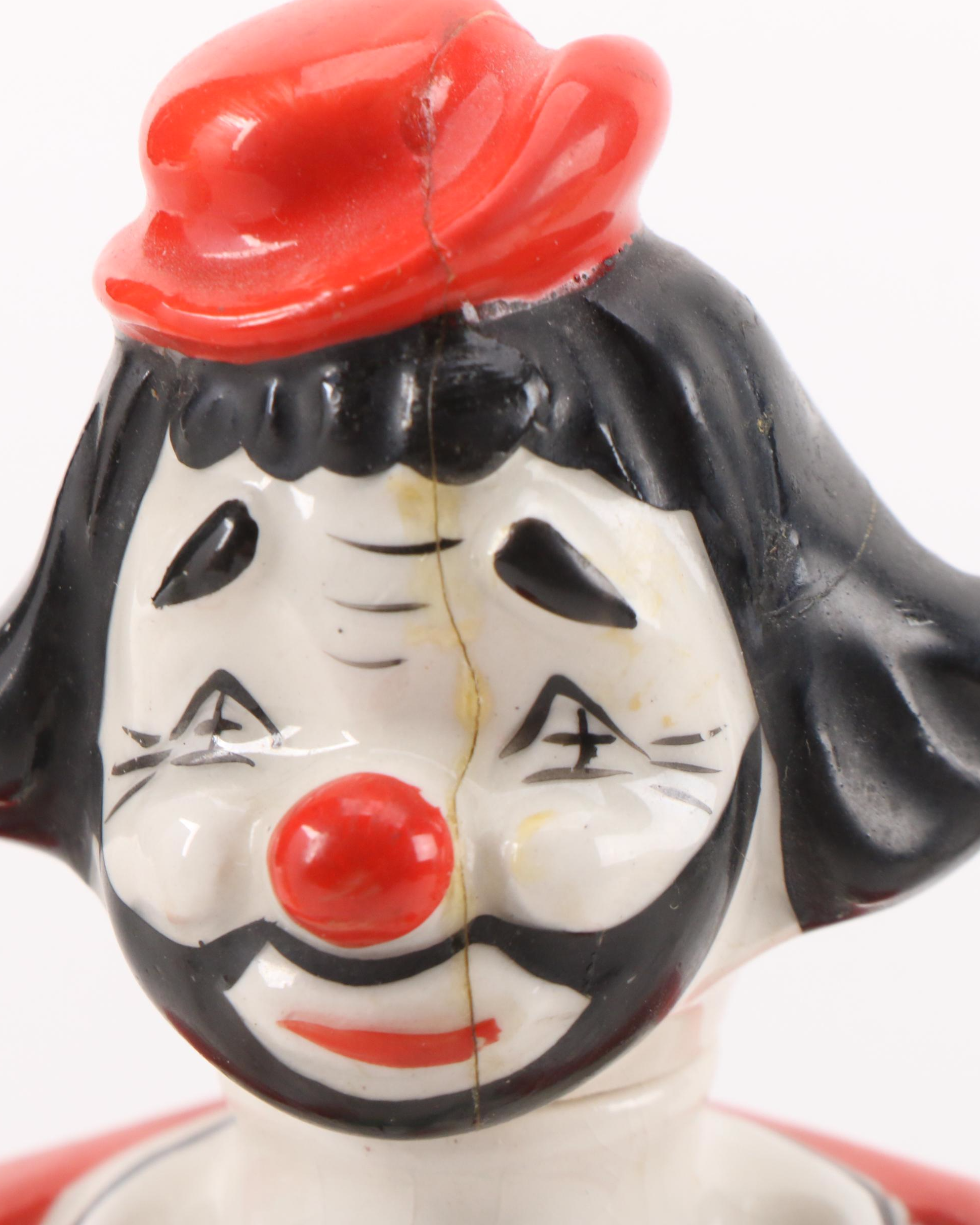 Fairyland Import Ceramic Clown Decanters, 1940s