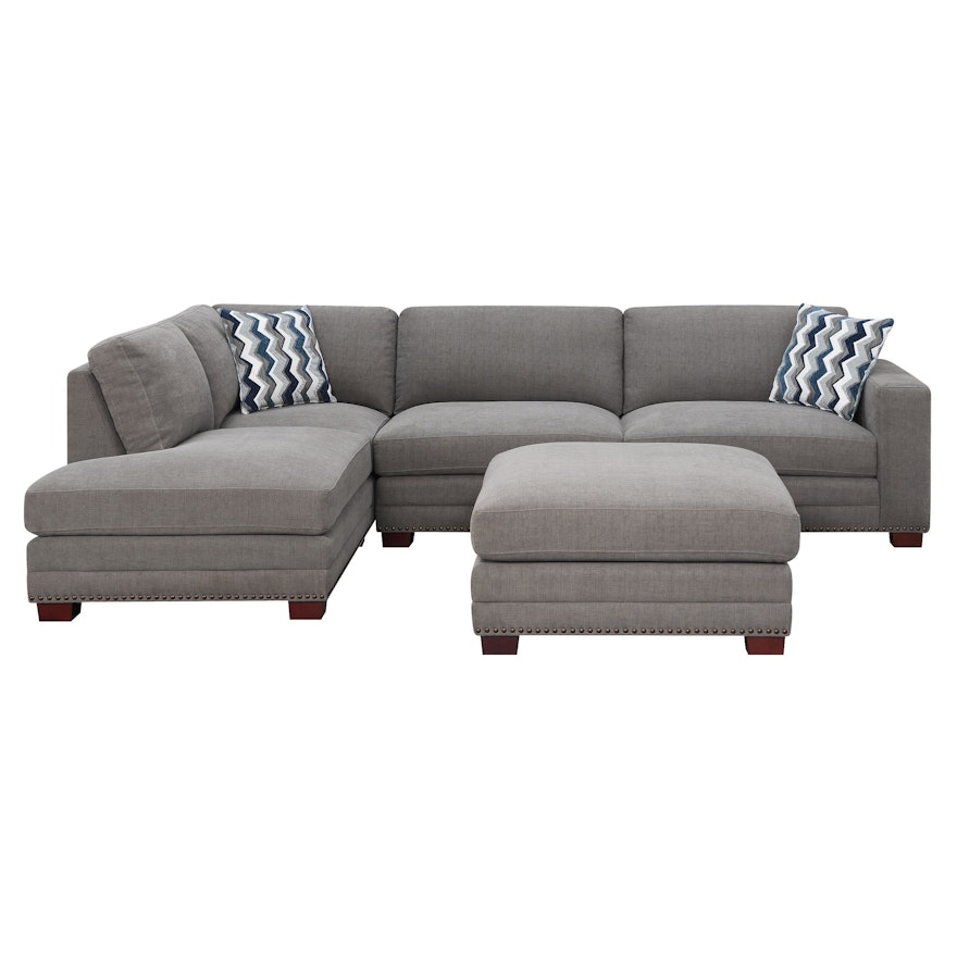 "Penelope" Fabric Sectional Sofa with Ottoman