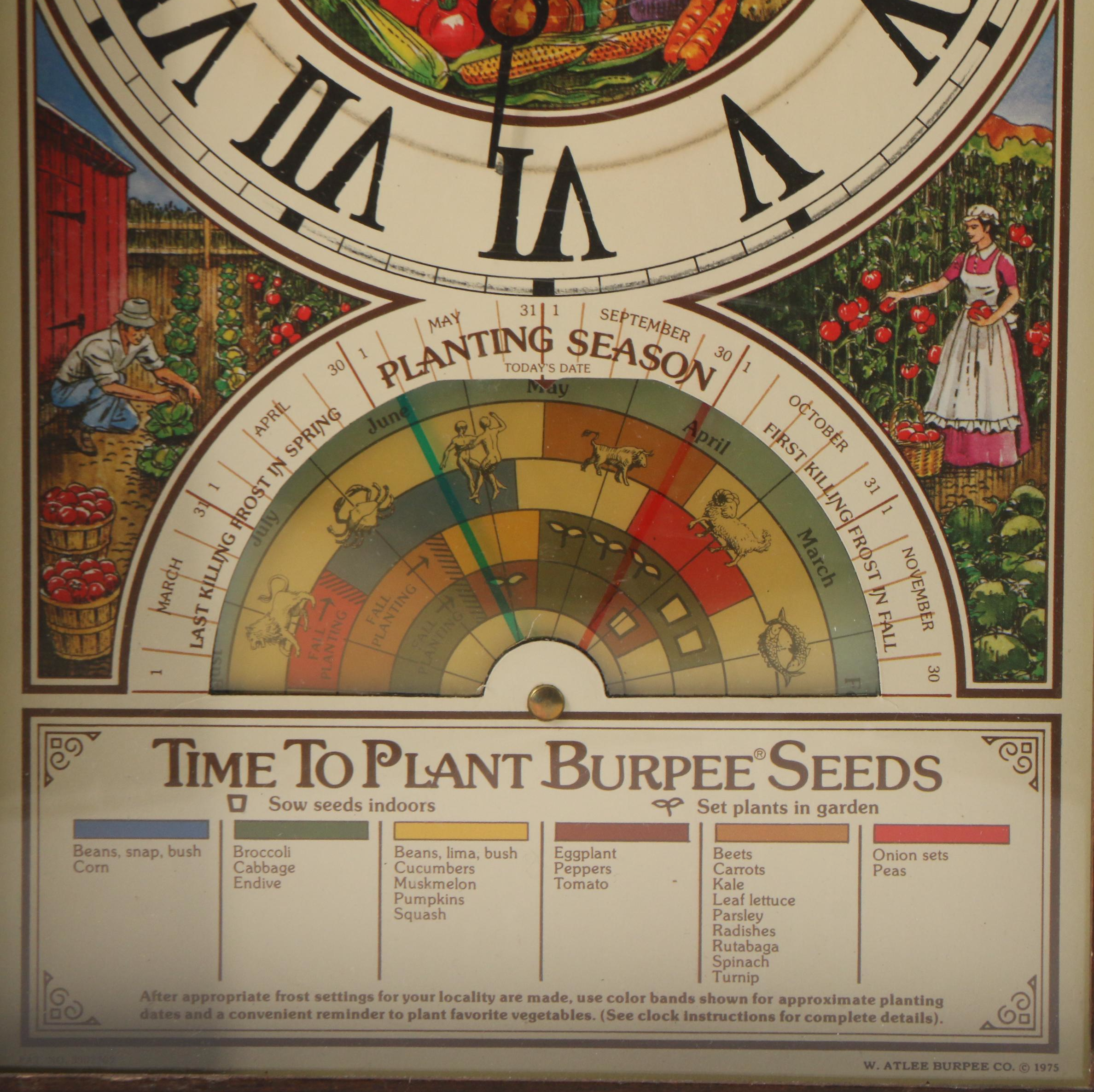 Burpee Seeds Planting Season Wall Clock, 1975
