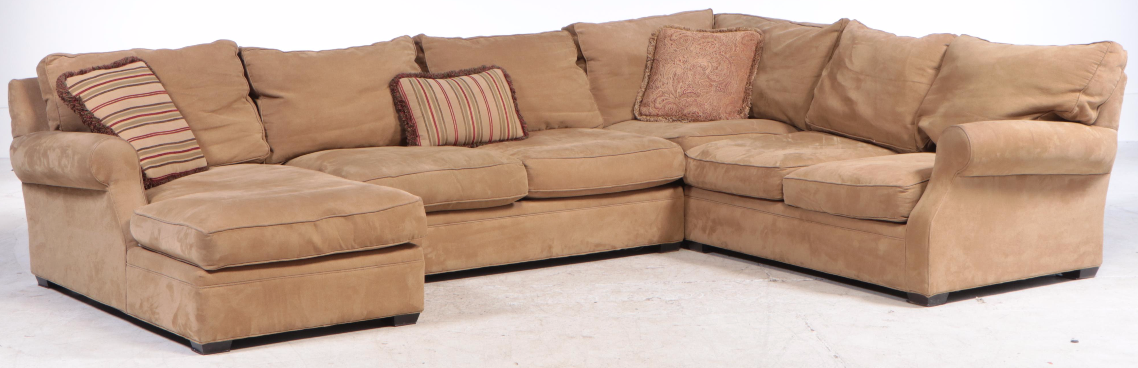 Four-Part Camden Collection for Arhaus Furniture Sectional Sofa Plus Ottoman