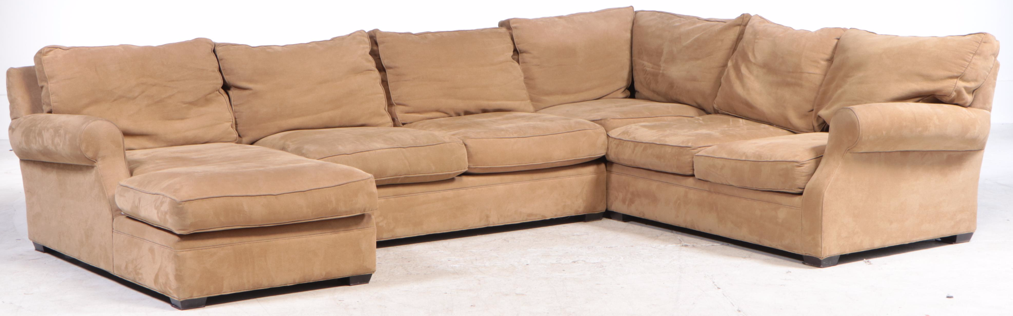 Four-Part Camden Collection for Arhaus Furniture Sectional Sofa Plus Ottoman