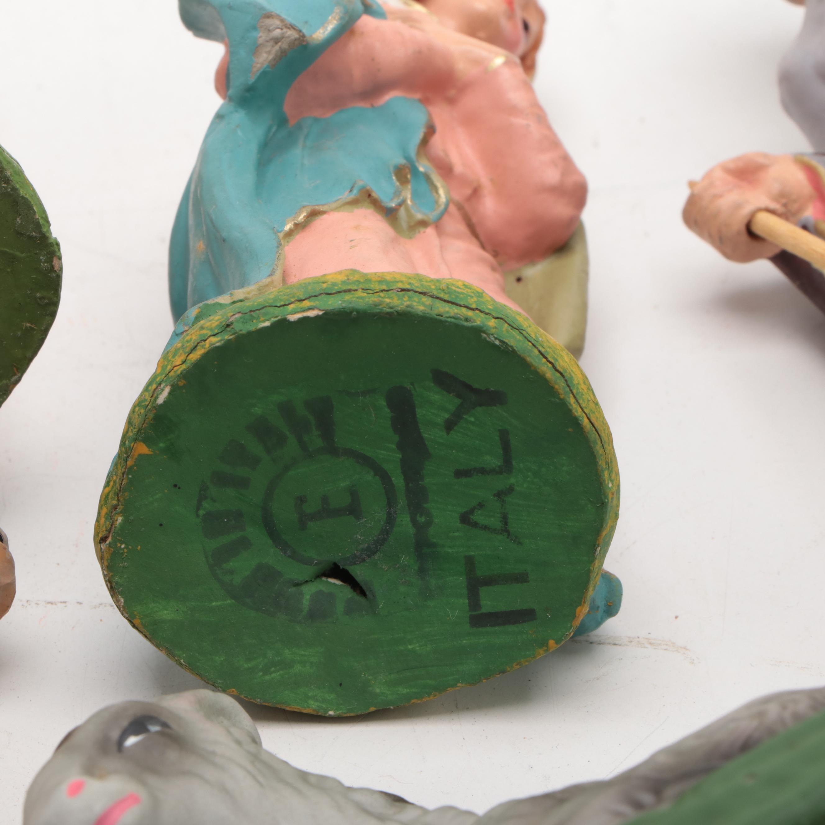 Italian Hand-Painted Chalkware Nativity, Mid-20th Century