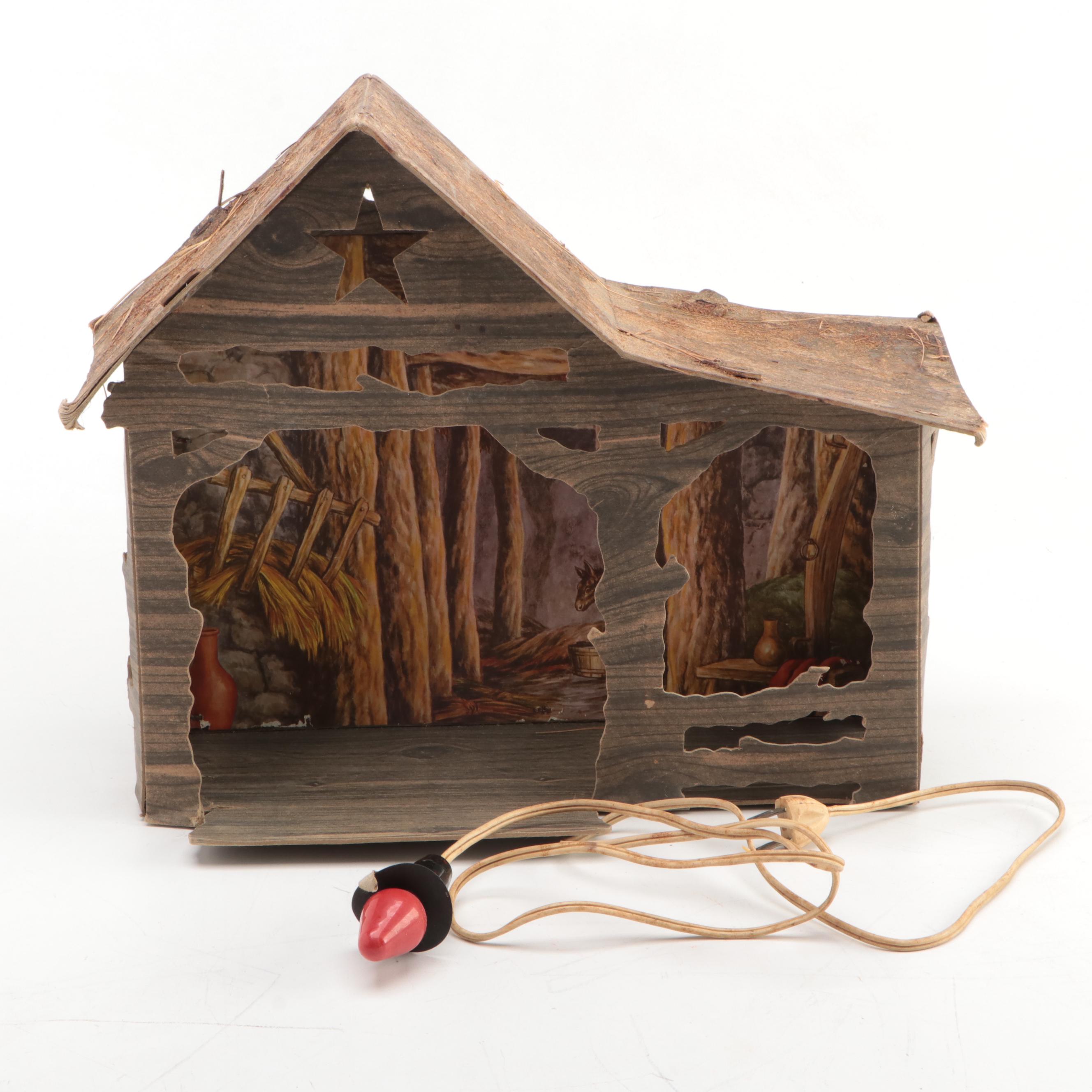 Italian Hand-Painted Chalkware Nativity, Mid-20th Century