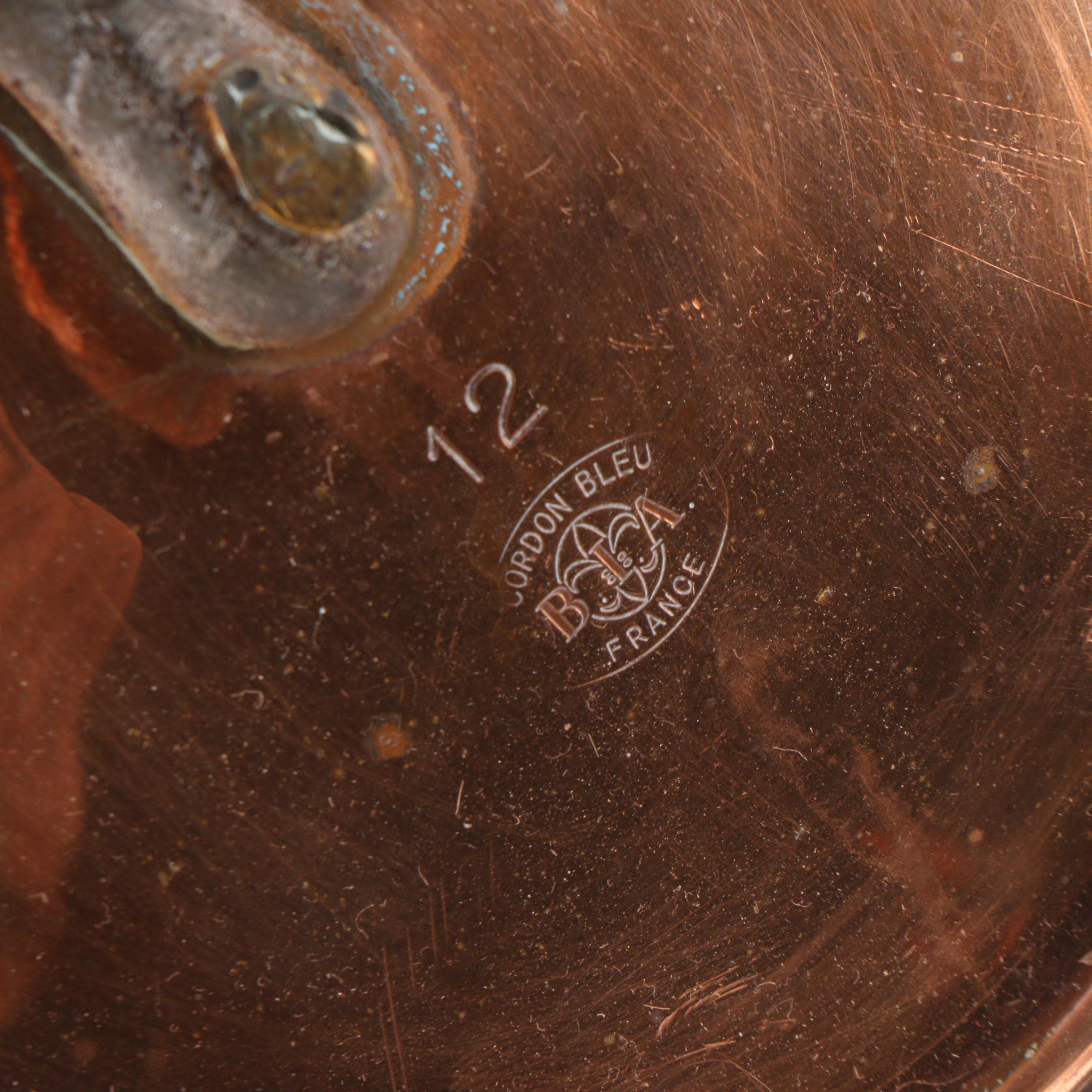 BIA Cordon Bleu and Other Copper Clad Cookware, Late 20th Century