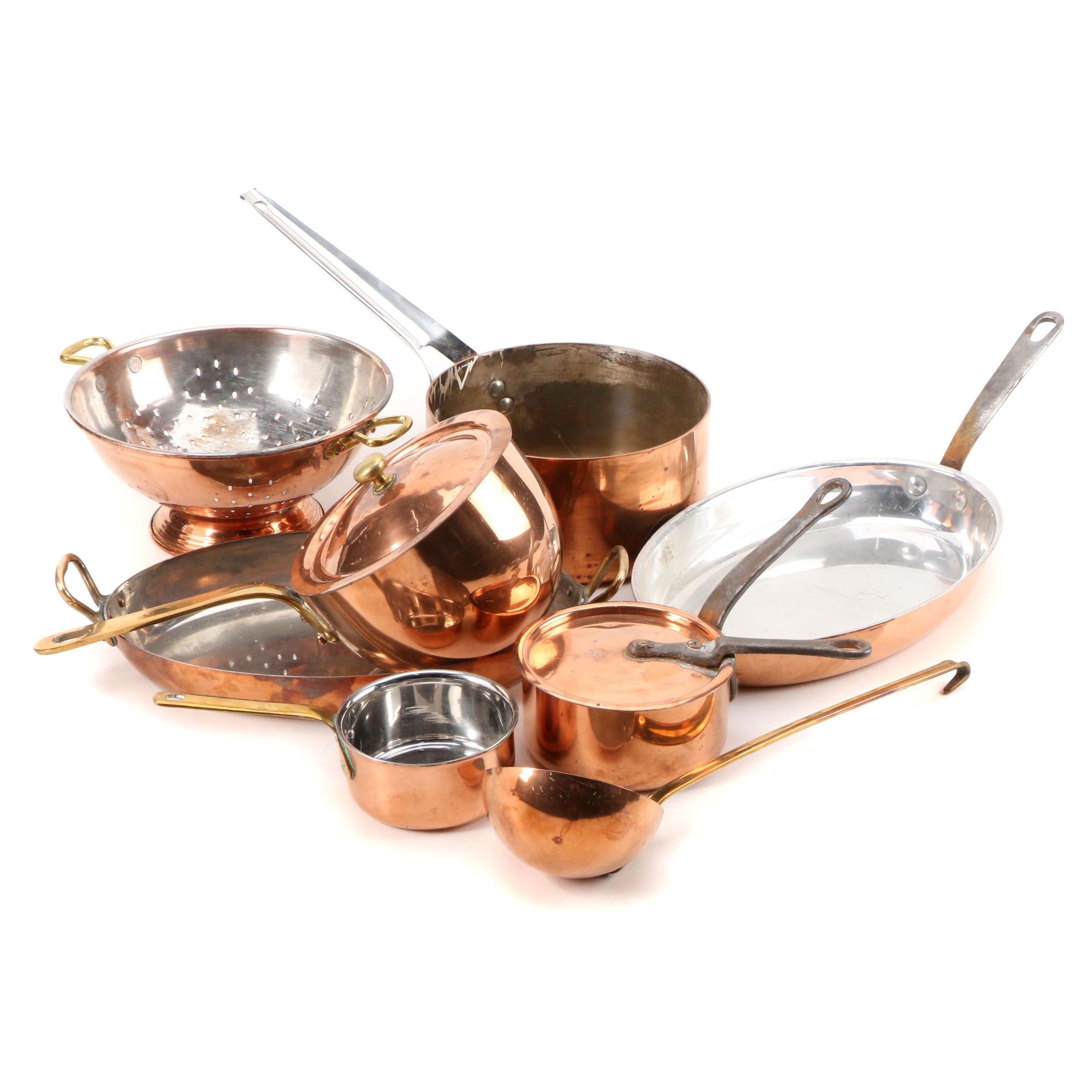 BIA Cordon Bleu and Other Copper Clad Cookware, Late 20th Century