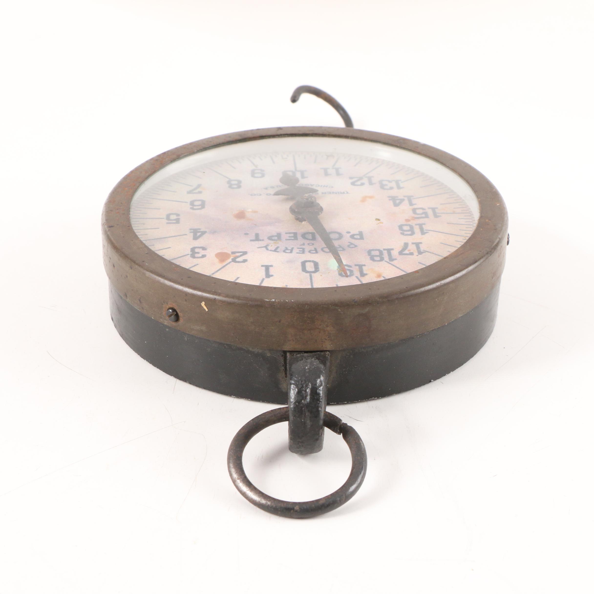 Triner Scale Mfg. Co. 20lb Hanging Post Office Scale, Early 20th Century