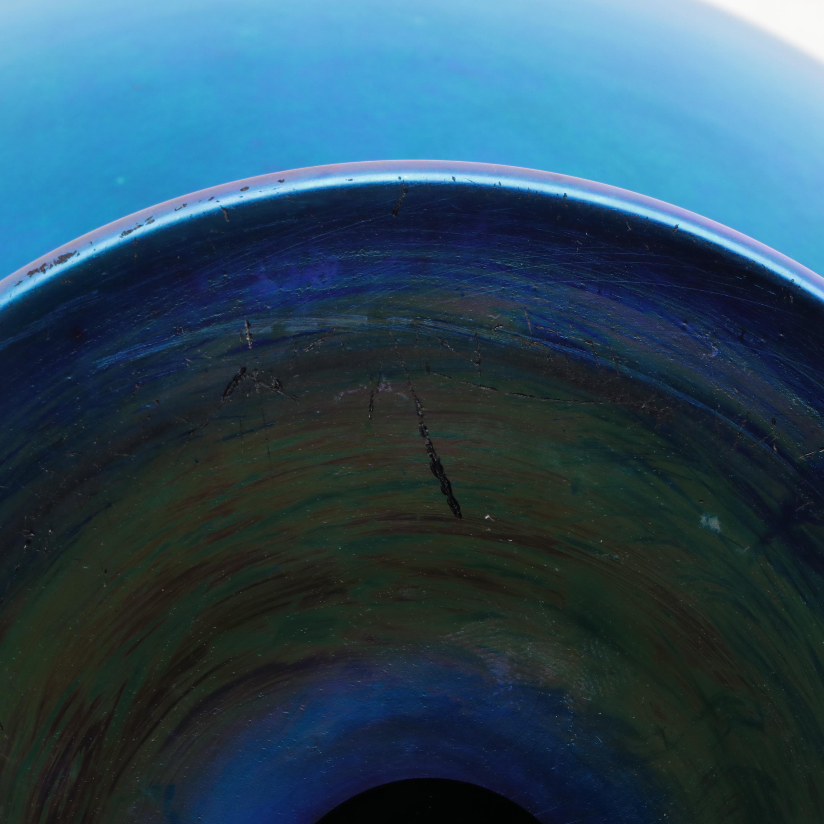 Steuben Blue Aurene Art Glass Footed and Handled Urn Form Vase, Early 20th C.