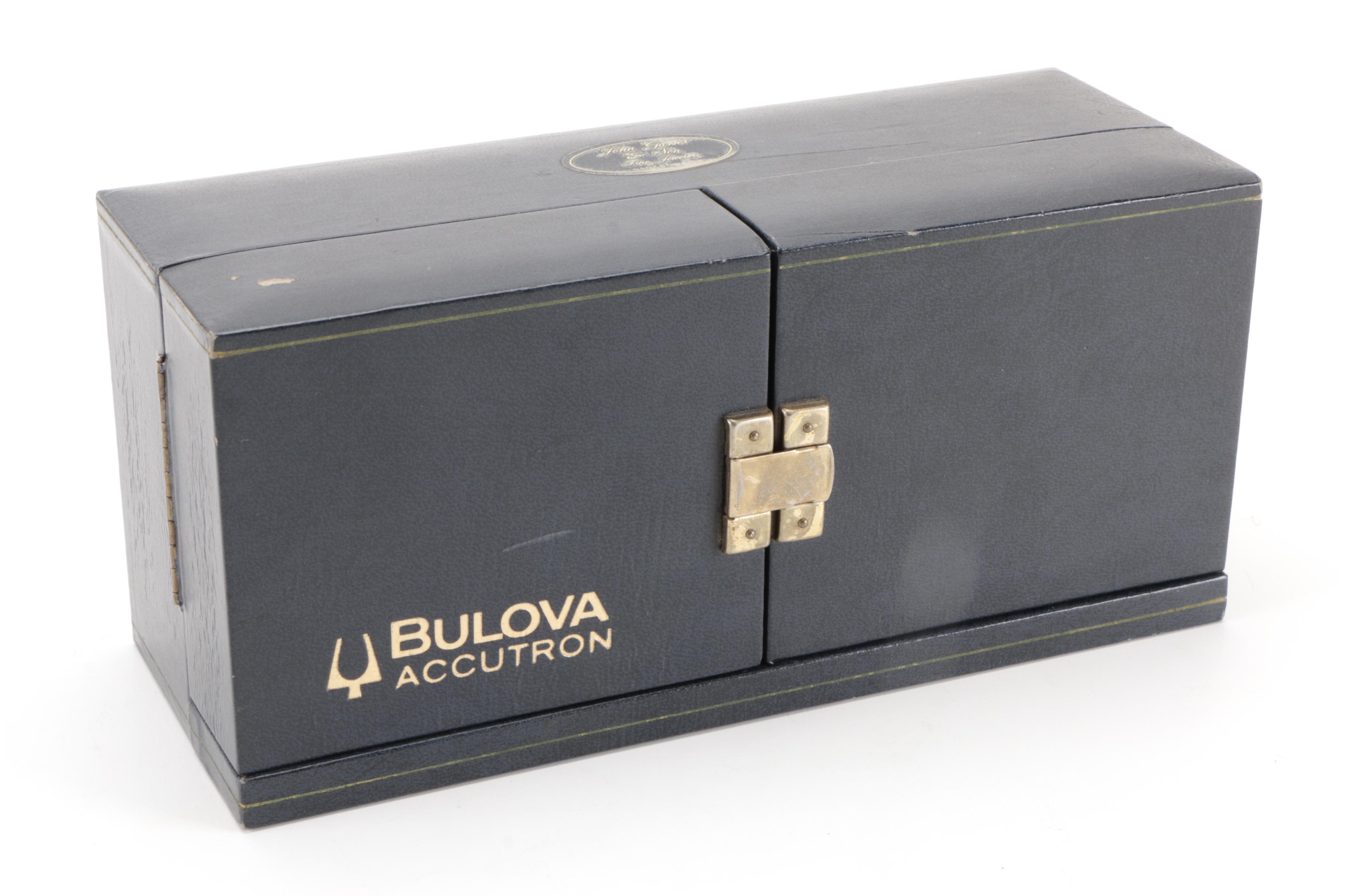 Bulova Accutron Electronique Brutalist Style Desk Clock on Rosewood Base